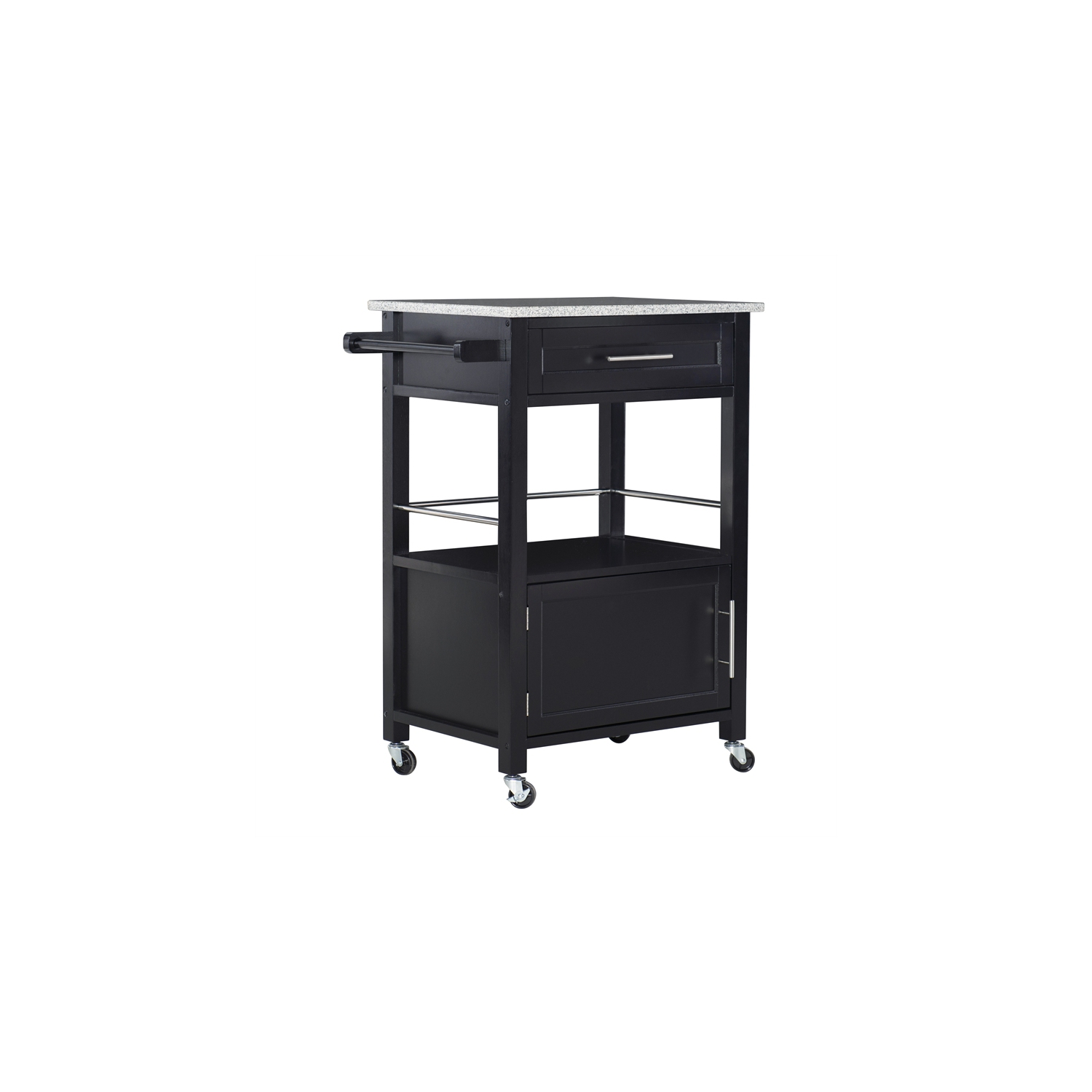 Chariot de cuisine en bois de granite Linon Mitchell, noir