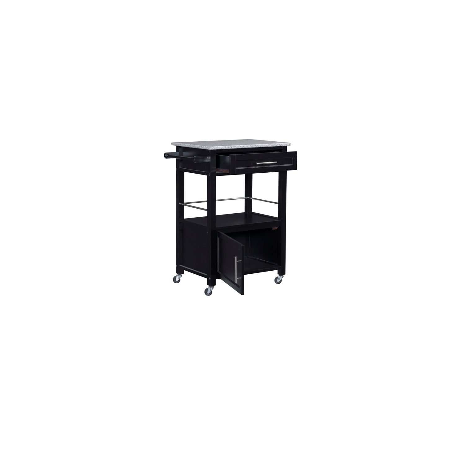 Chariot de cuisine en bois de granite Linon Mitchell, noir
