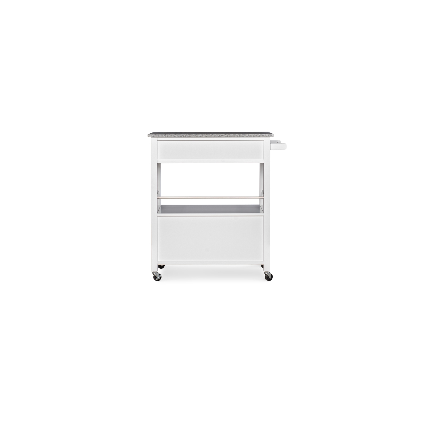 Linon Cameron Wood Granite Top Kitchen Cart in White