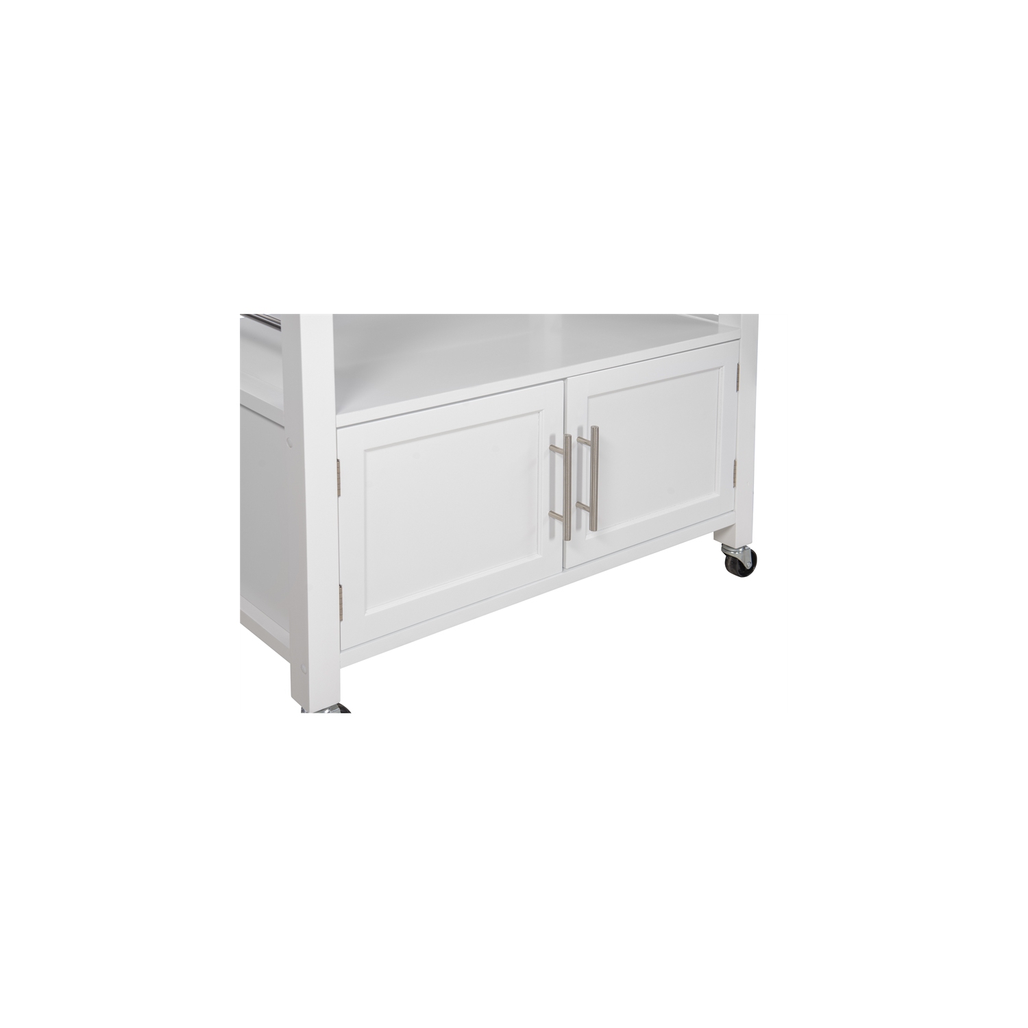 Linon Cameron Wood Granite Top Kitchen Cart in White