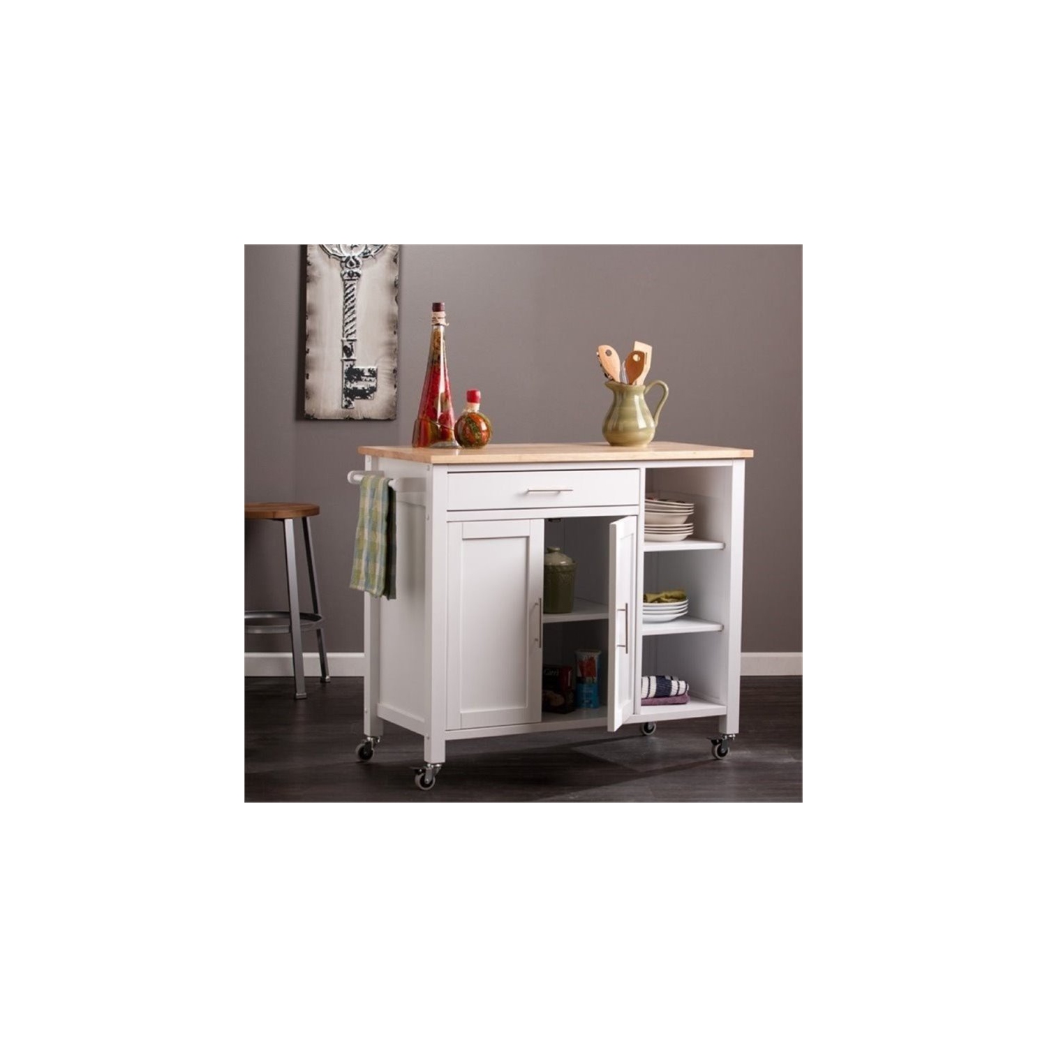 Bowery Hill Kitchen Cart in White