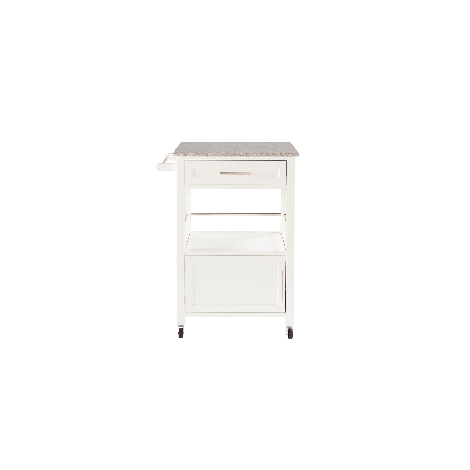 Linon Mitchell Wood Granite Top Kitchen Cart in White
