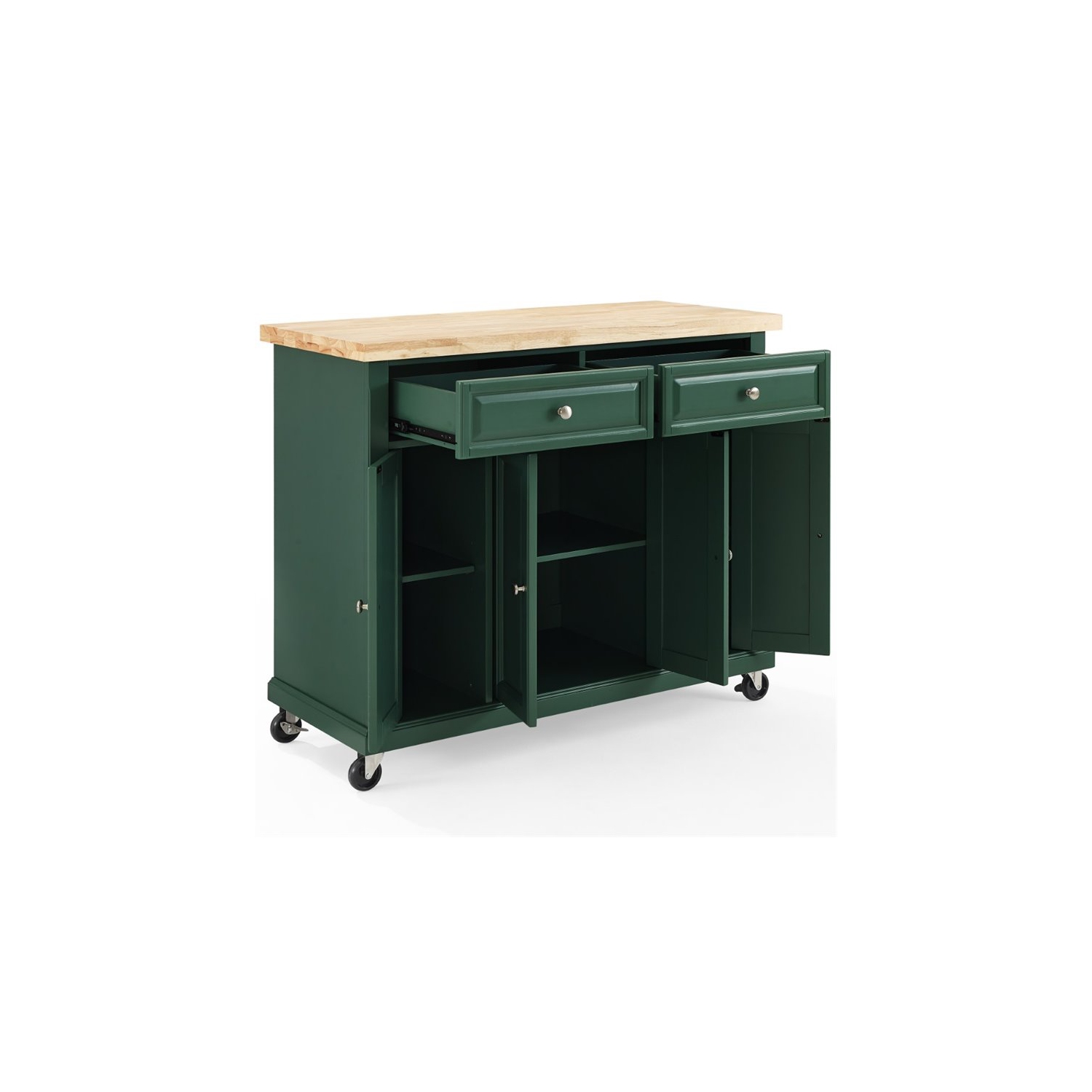 Crosley Furniture Madison Wood Top Kitchen Island Cart in Emerald