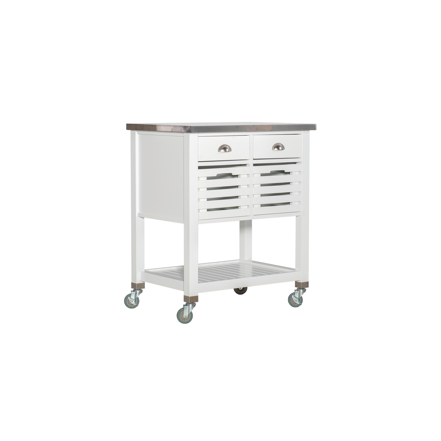 Linon Robbin Wood Kitchen Storage and Prep Cart in White