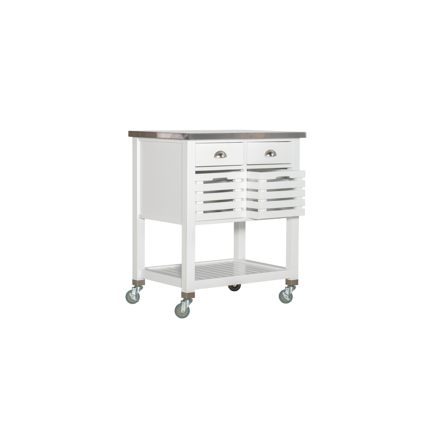 Linon Robbin Wood Kitchen Storage and Prep Cart in White