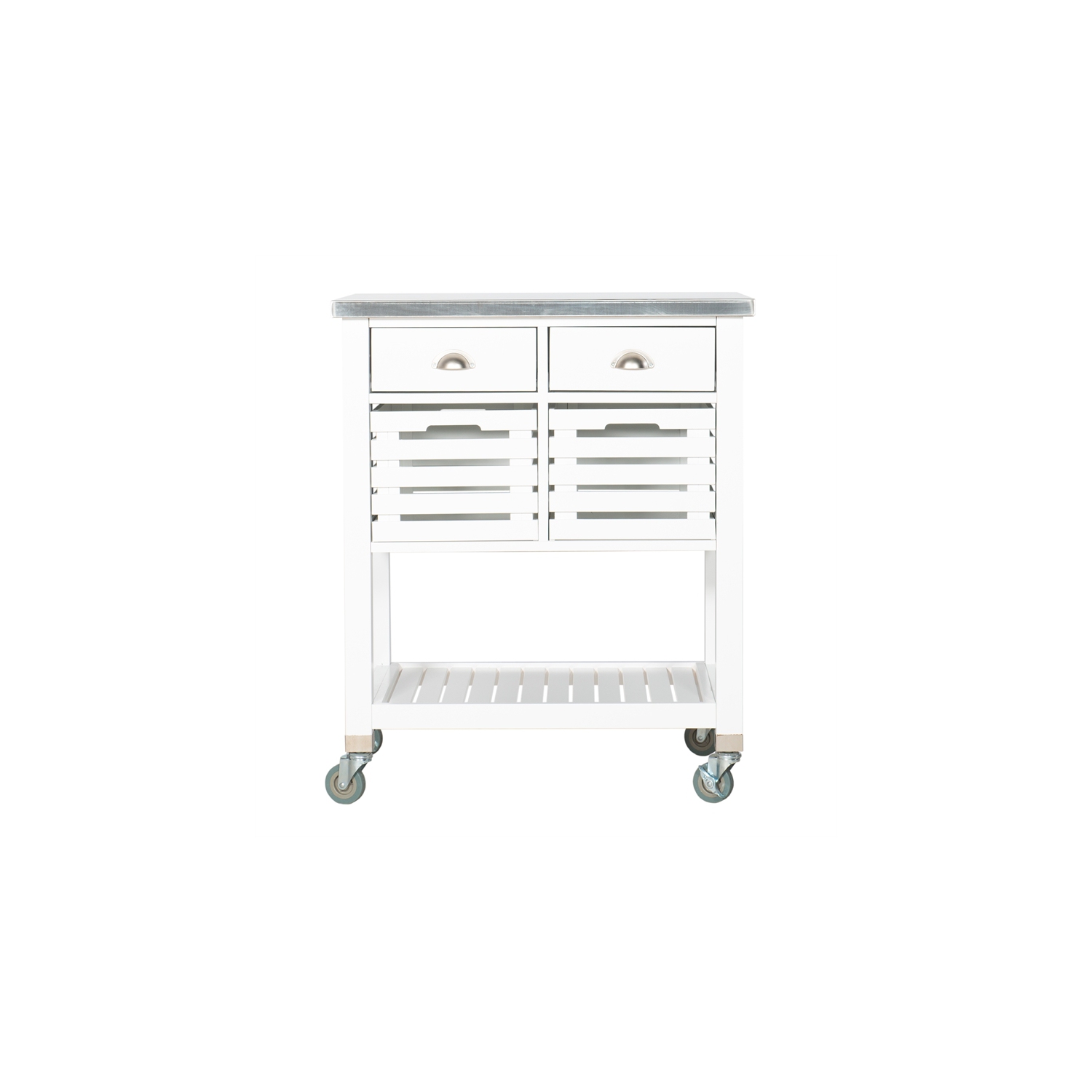 Linon Robbin Wood Kitchen Storage and Prep Cart in White