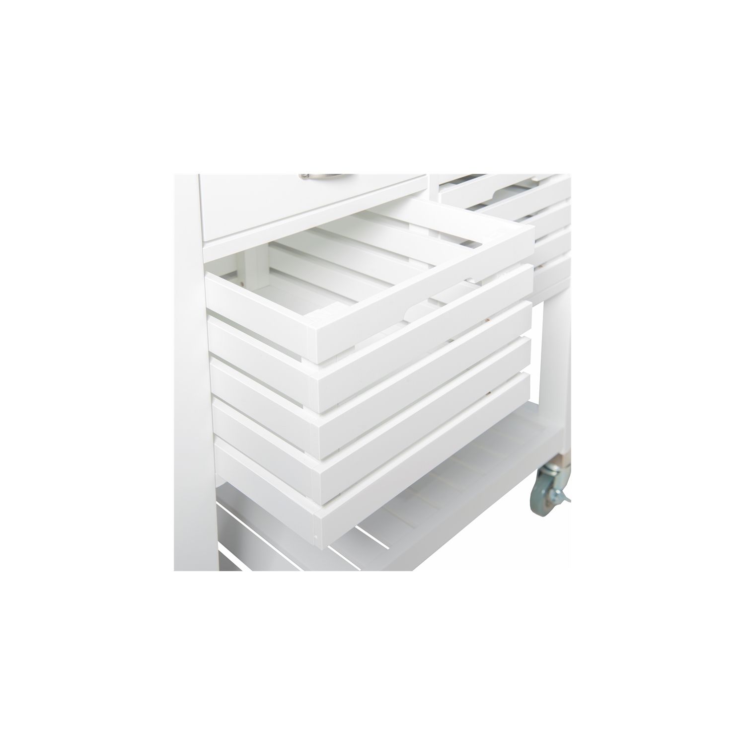 Linon Robbin Wood Kitchen Storage and Prep Cart in White