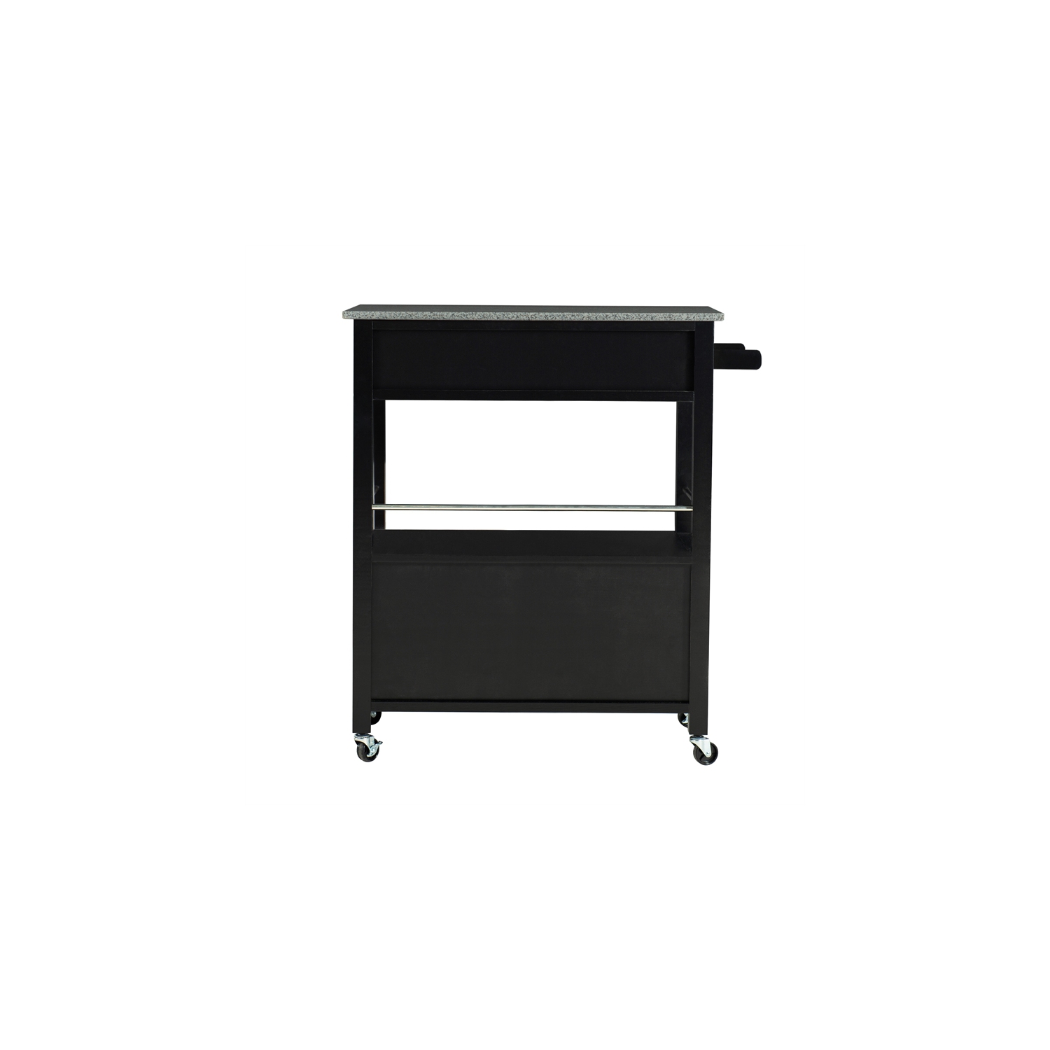 Linon Cameron Wood Granite Top Kitchen Cart in Black