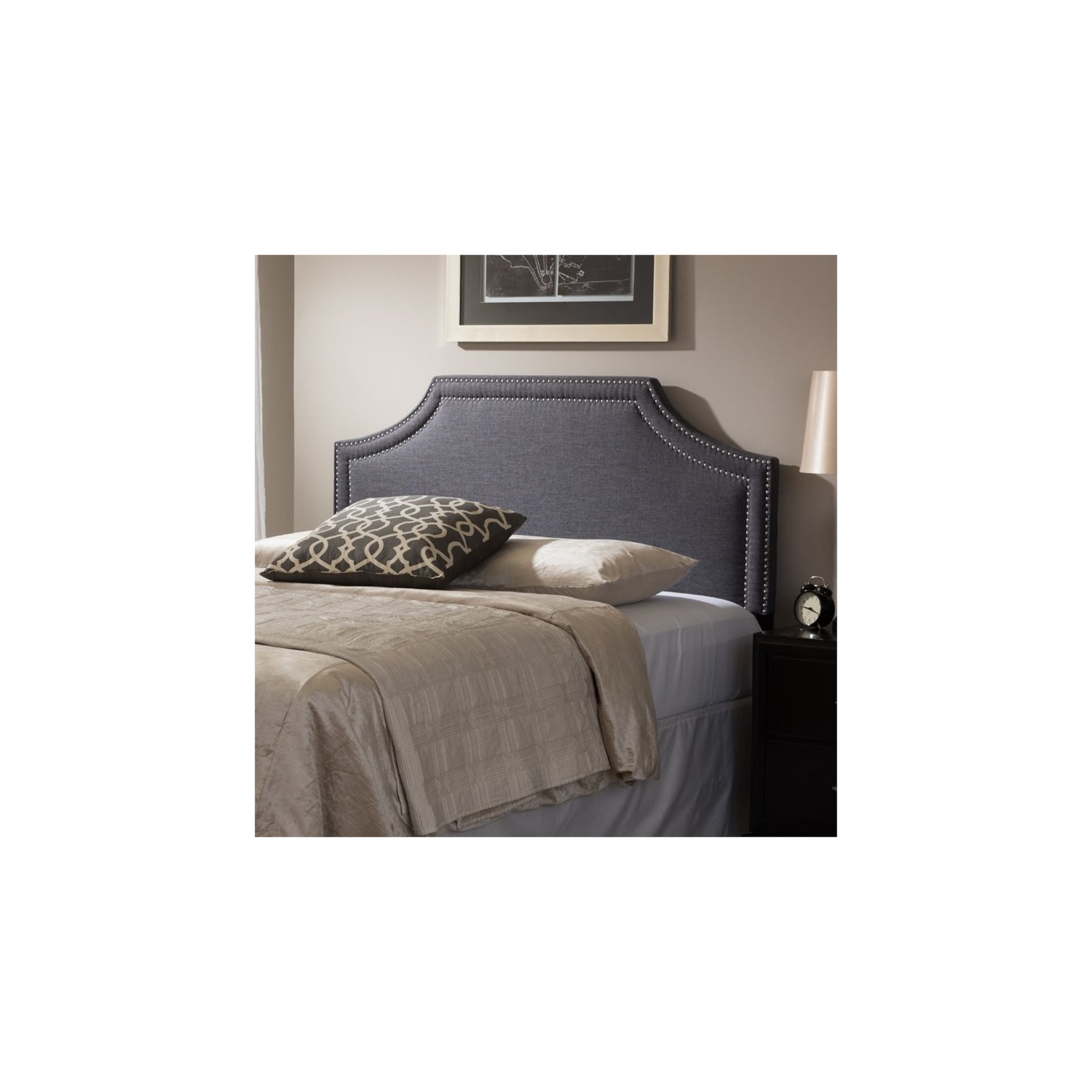 Avignon Upholstered King Headboard in Dark Gray