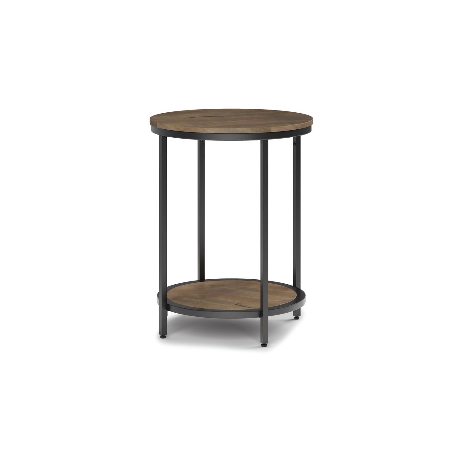 Simpli Home Jenna Industrial 18 " Metal Round Accent Side Table in Warm Gray