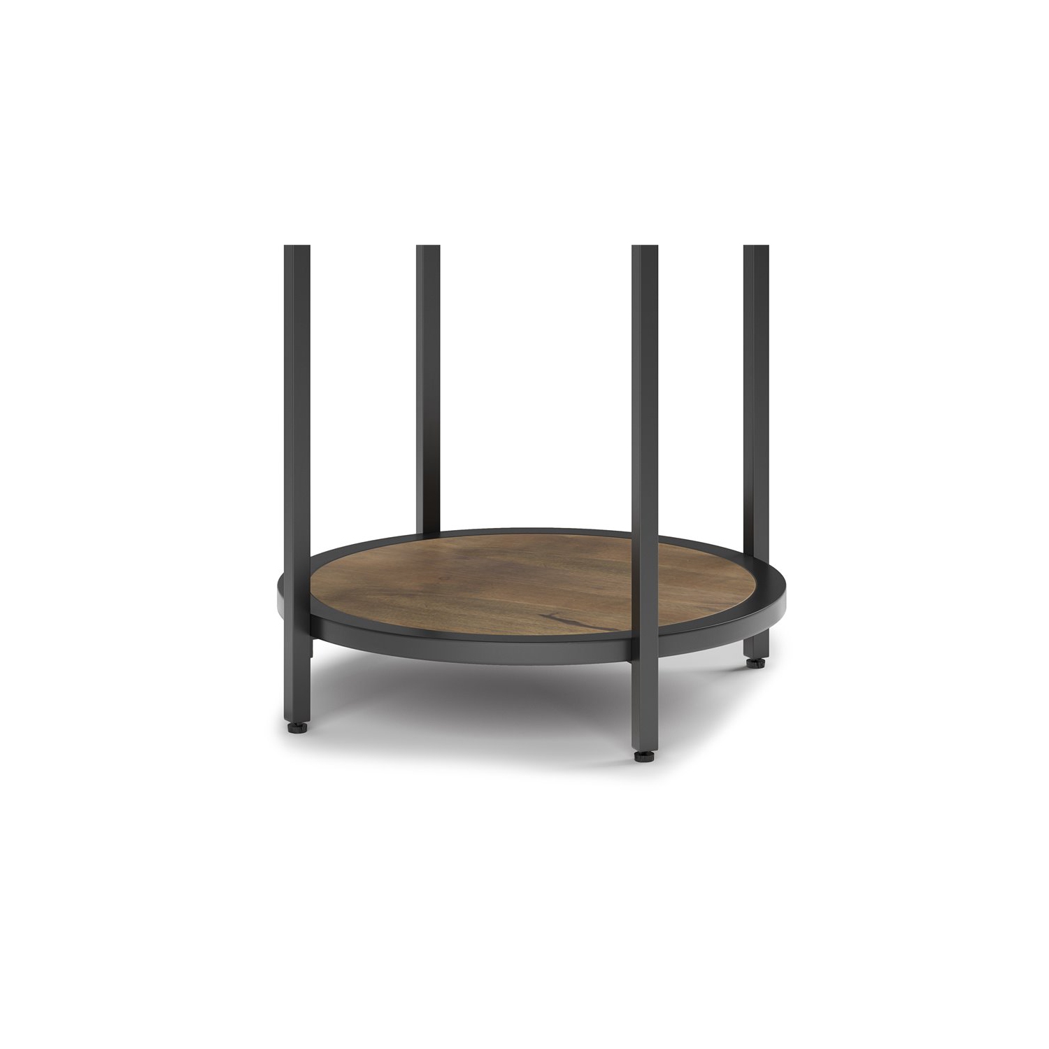 Simpli Home Jenna Industrial 18 " Metal Round Accent Side Table in Warm Gray