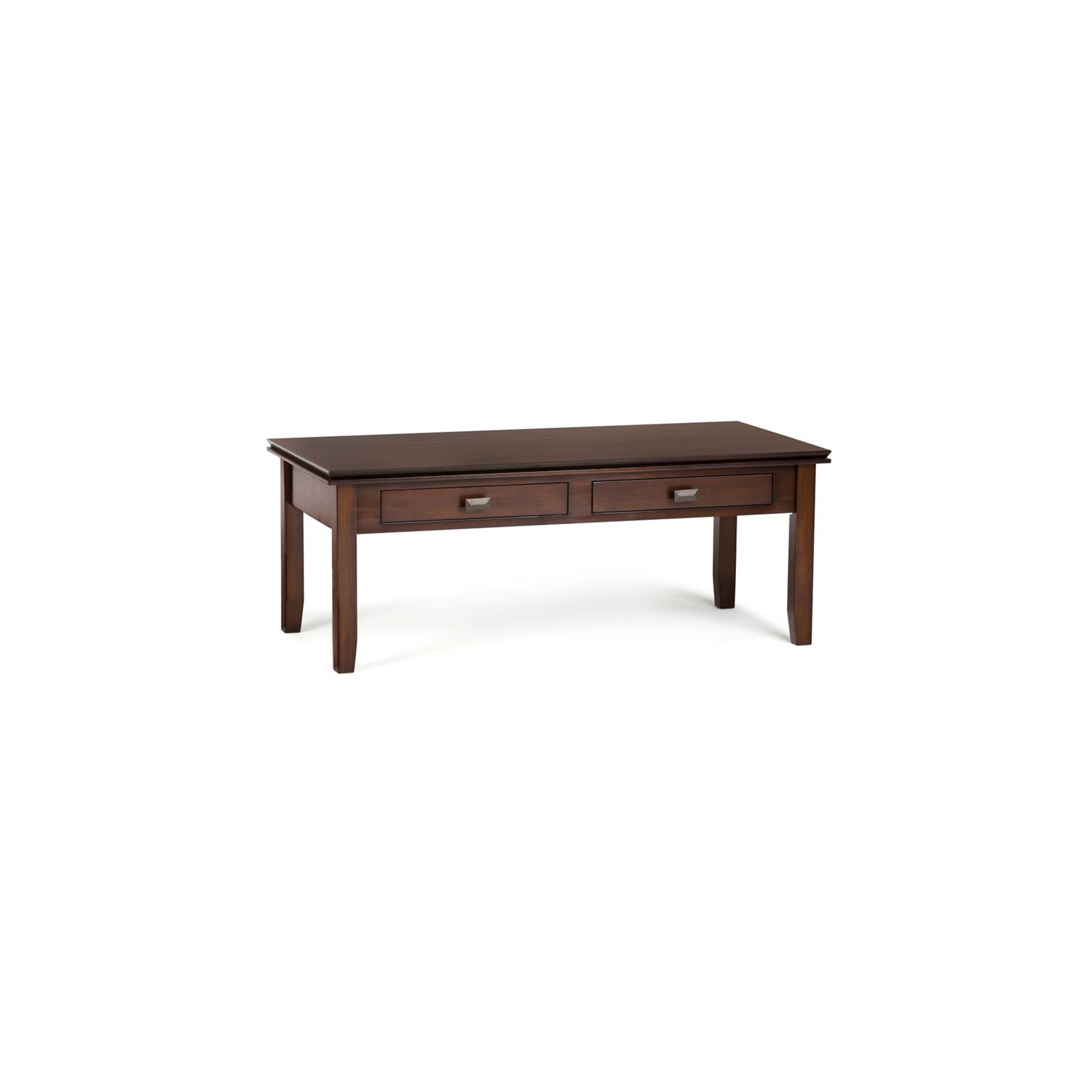 Simpli Home Artisan Wood 46" Rectangle Transitional Coffee Table in Russet Brown