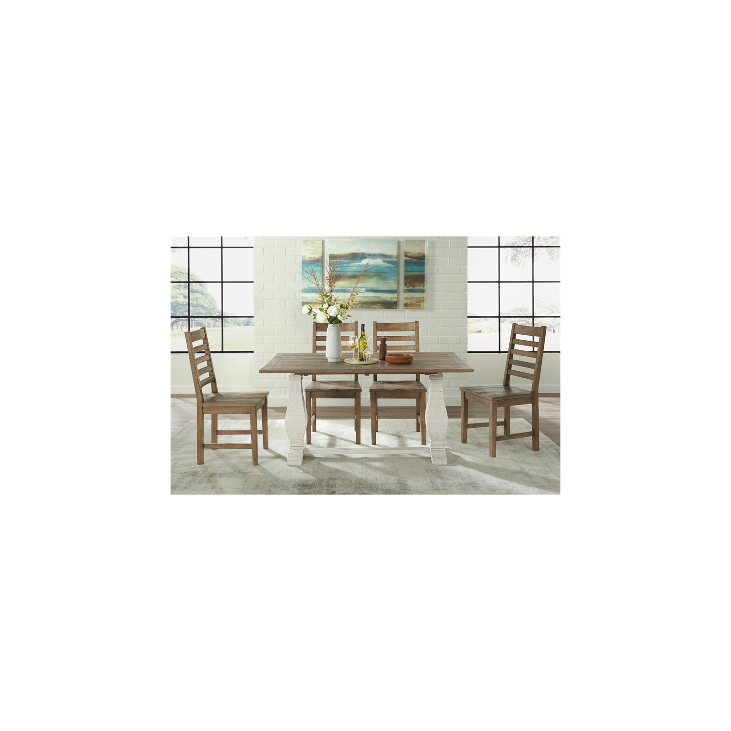 Bowery Hill Farmhouse Solid Wood Flip Top Sofa Table White Stain and Natural
