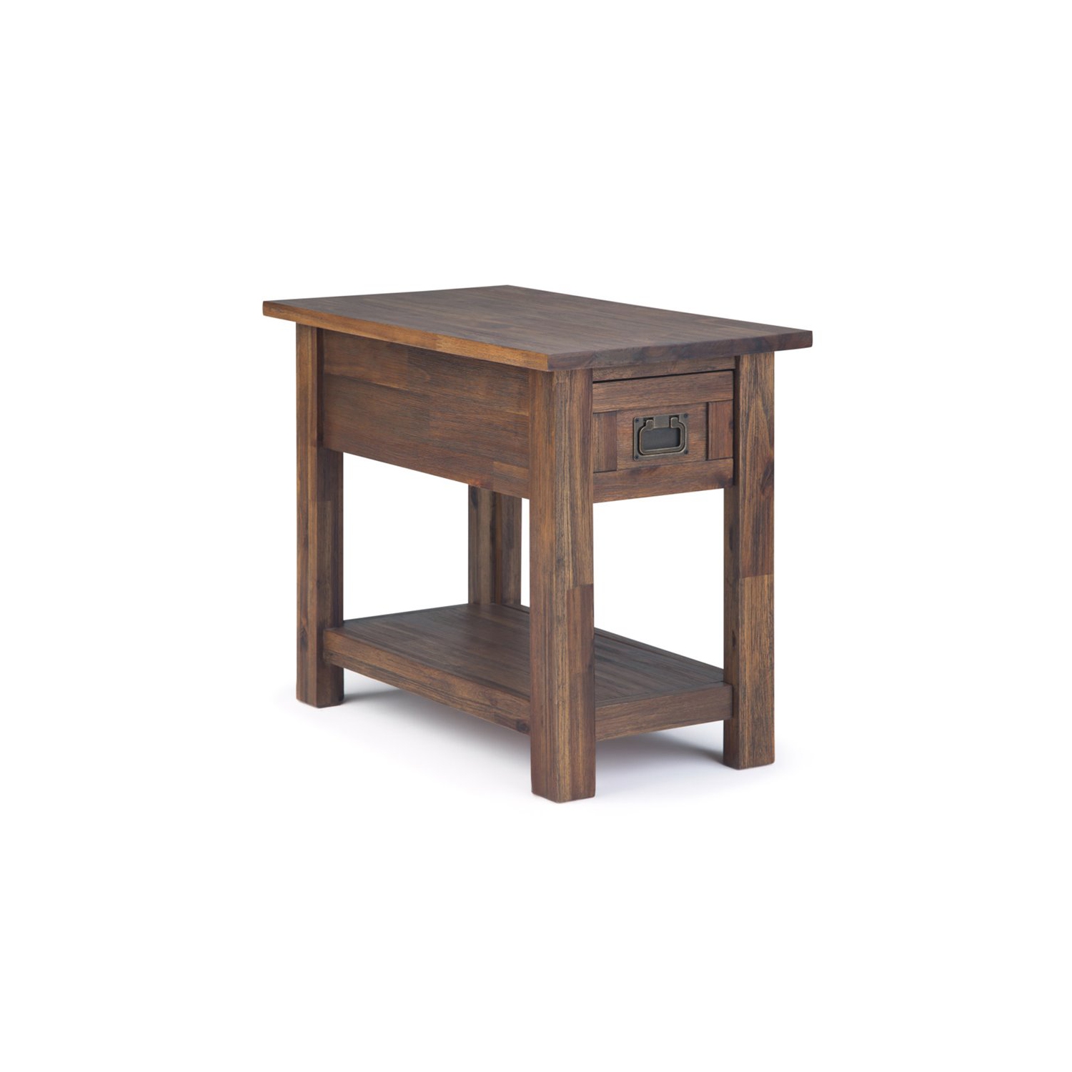 Simpli Home Monroe SOLID ACACIA WOOD 14 " Rectangle Rustic Narrow Side Table in Distressed Charcoal Brown