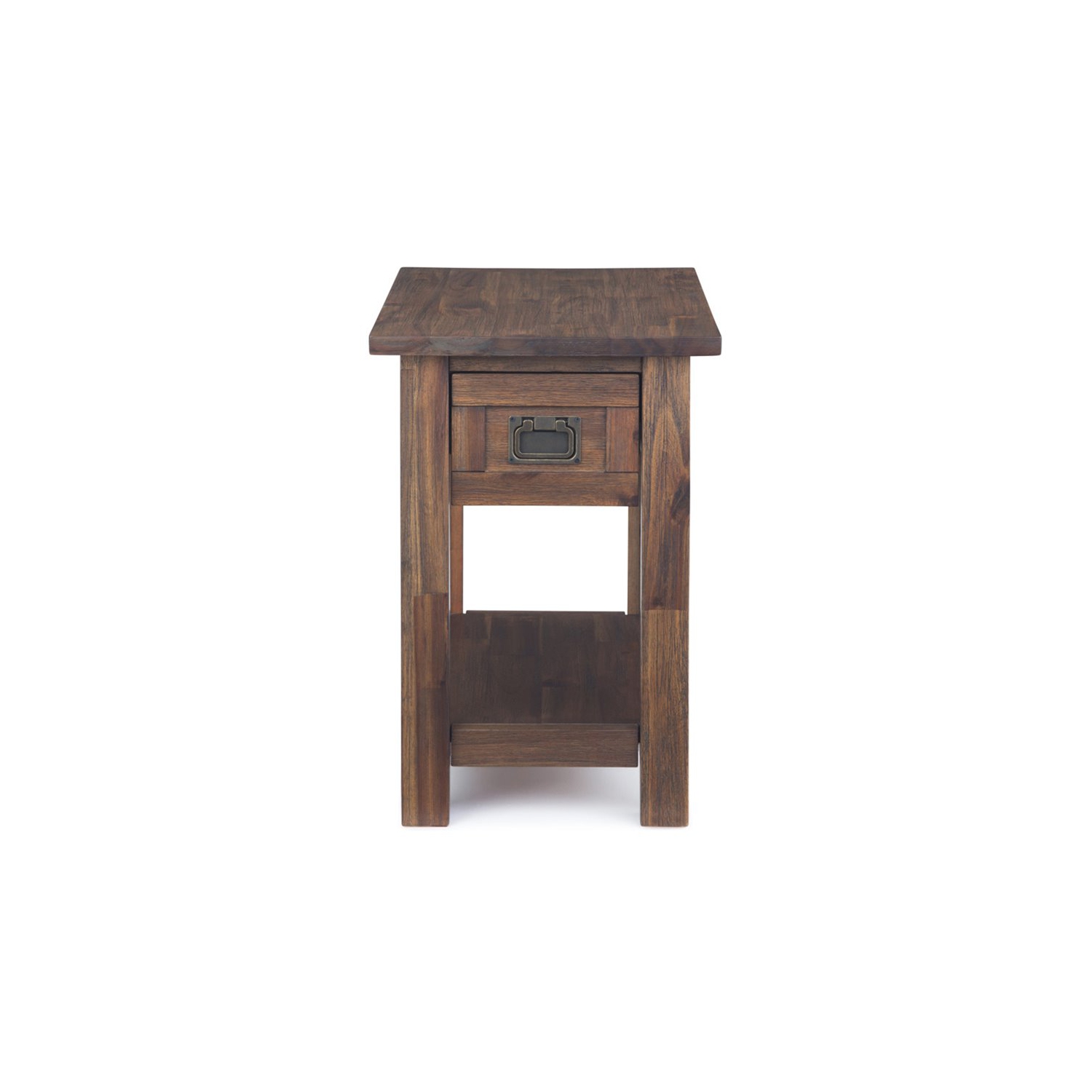 Simpli Home Monroe SOLID ACACIA WOOD 14 " Rectangle Rustic Narrow Side Table in Distressed Charcoal Brown