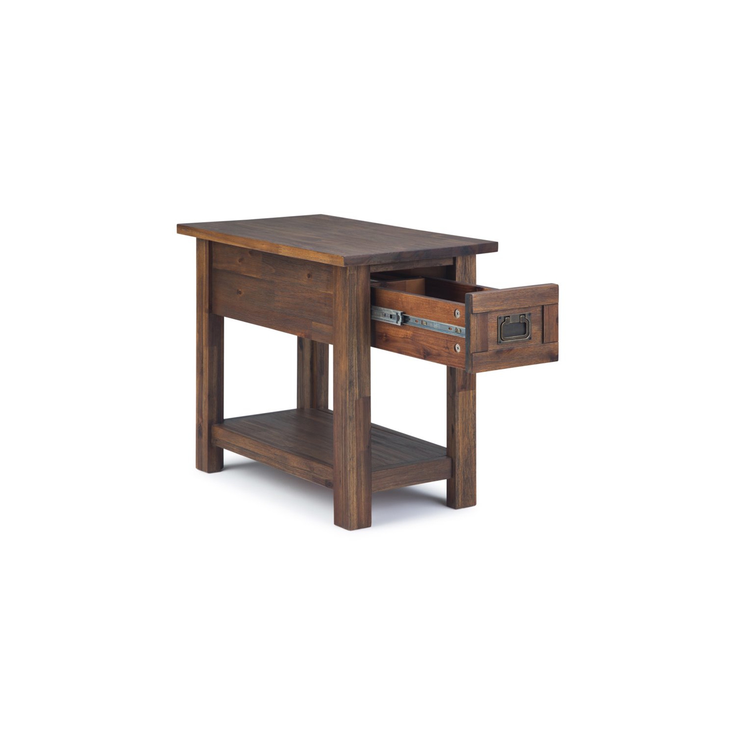 Simpli Home Monroe SOLID ACACIA WOOD 14 " Rectangle Rustic Narrow Side Table in Distressed Charcoal Brown