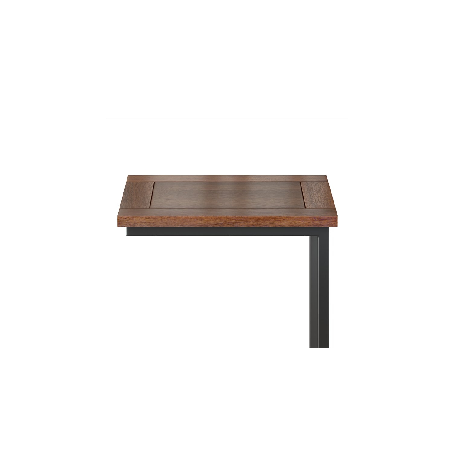 Simpli Home Skyler 20" Metal C Side Table with Wood Top in Dark Cognac Brown