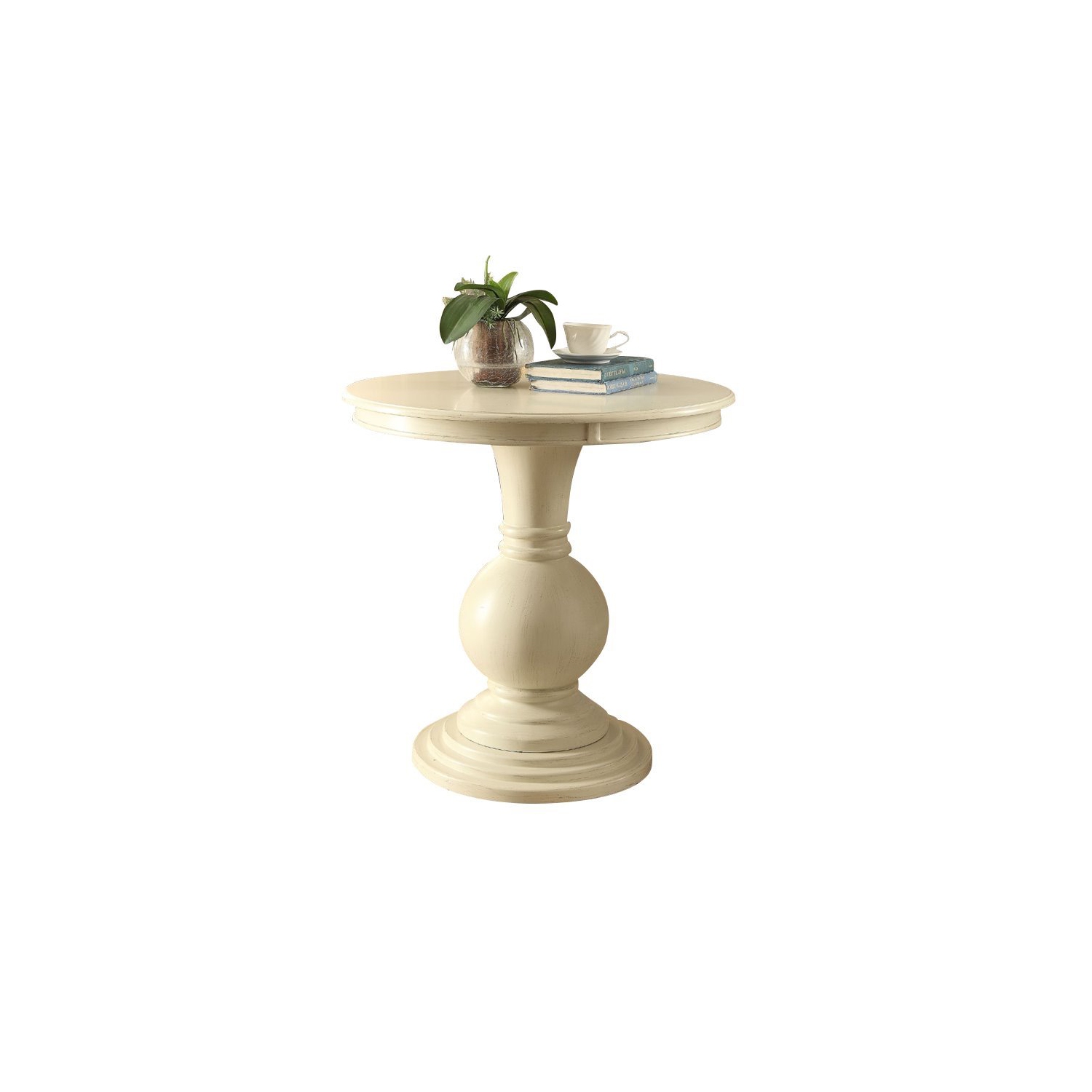ACME Alyx Pedestal Table in Antique White