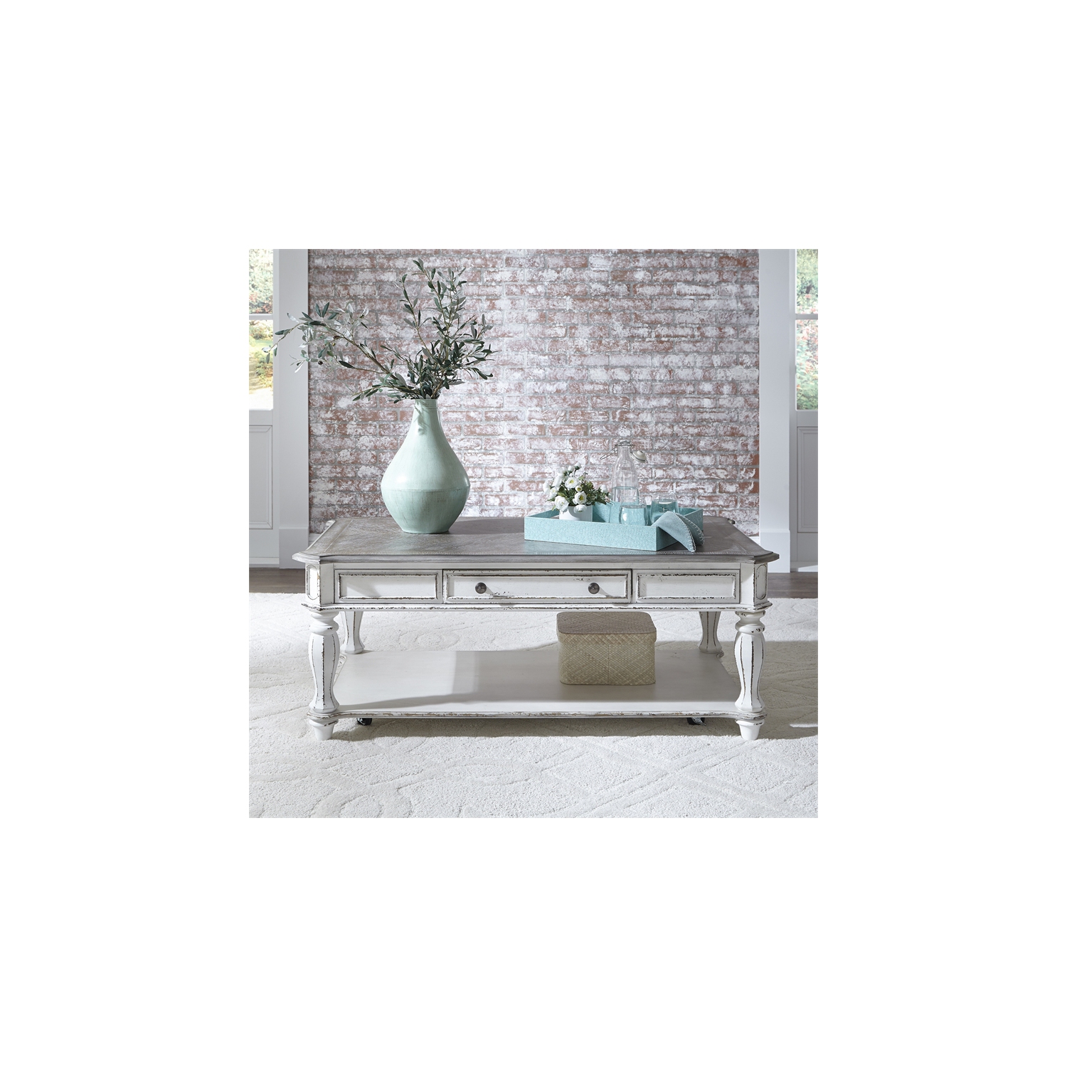 Table basse rectangulaire Magnolia Manor blanc