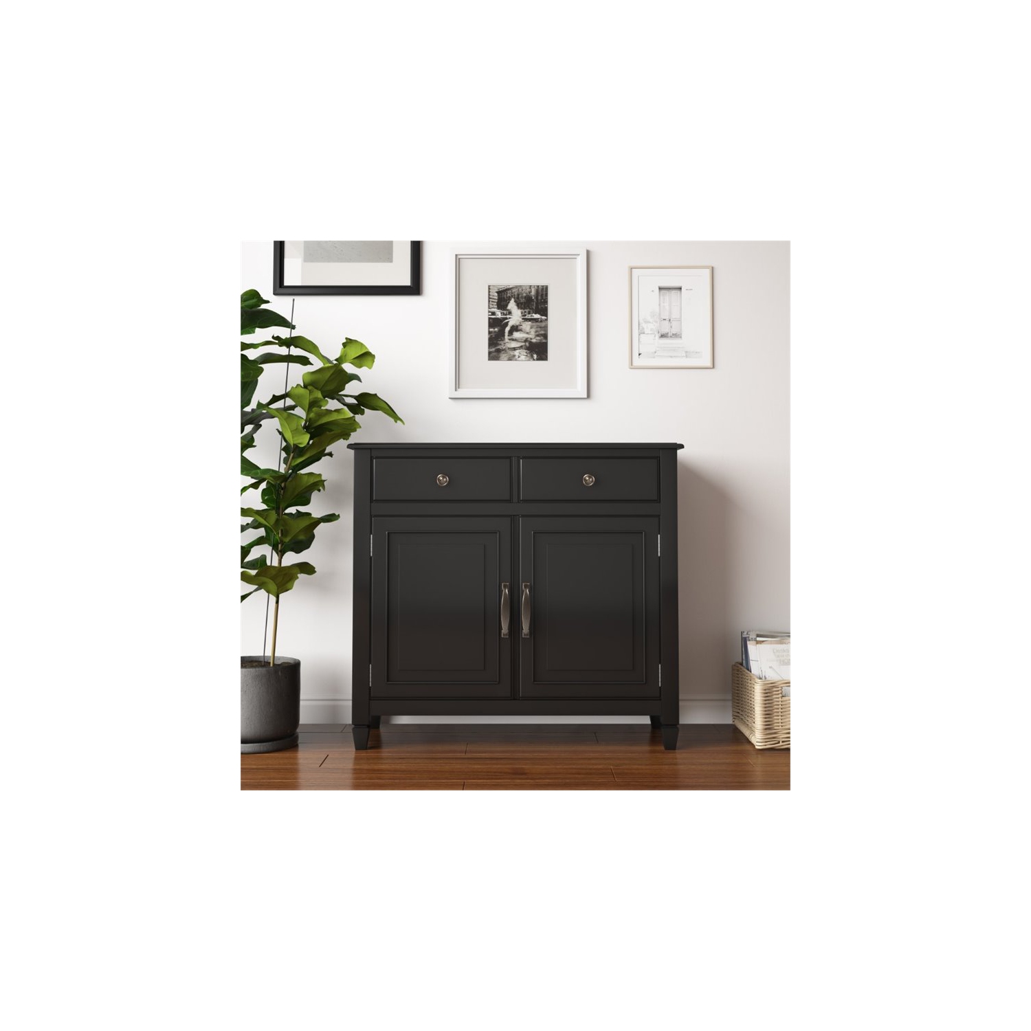 Simpli Home Connaught 2 Door Solid Wood Entryway Console Table in Black