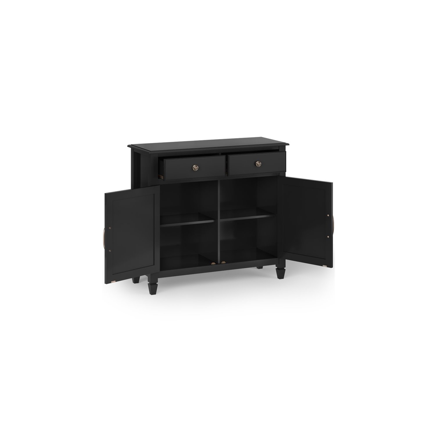 Simpli Home Connaught 2 Door Solid Wood Entryway Console Table in Black