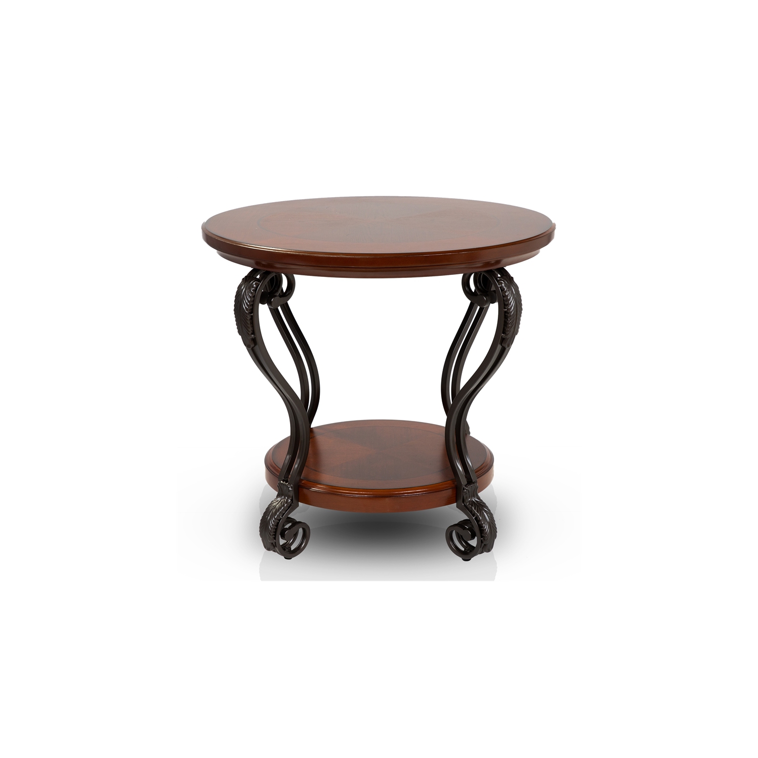 Furniture of America Azea Traditional Wood 1-Shelf End Table in Brown Cherry