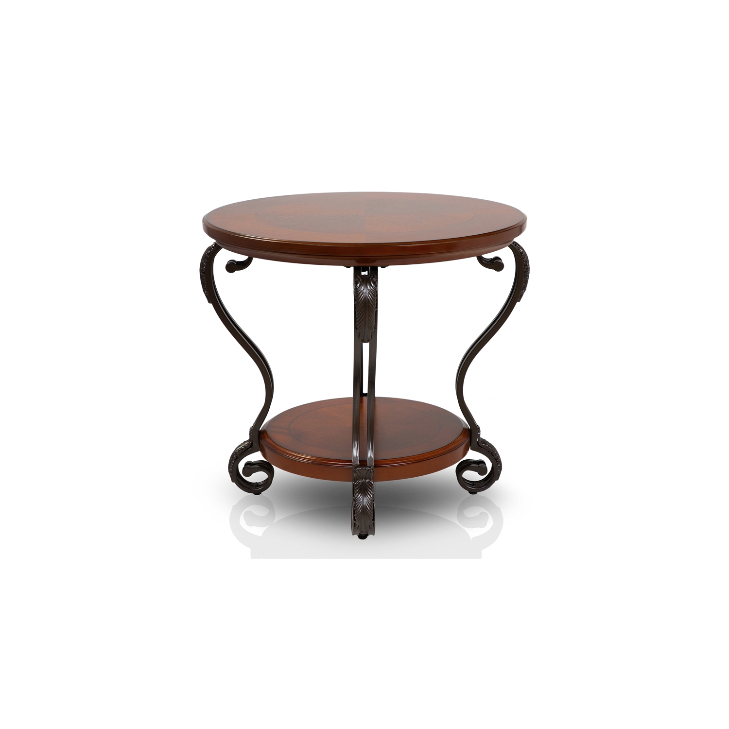 Furniture of America Azea Traditional Wood 1-Shelf End Table in Brown Cherry