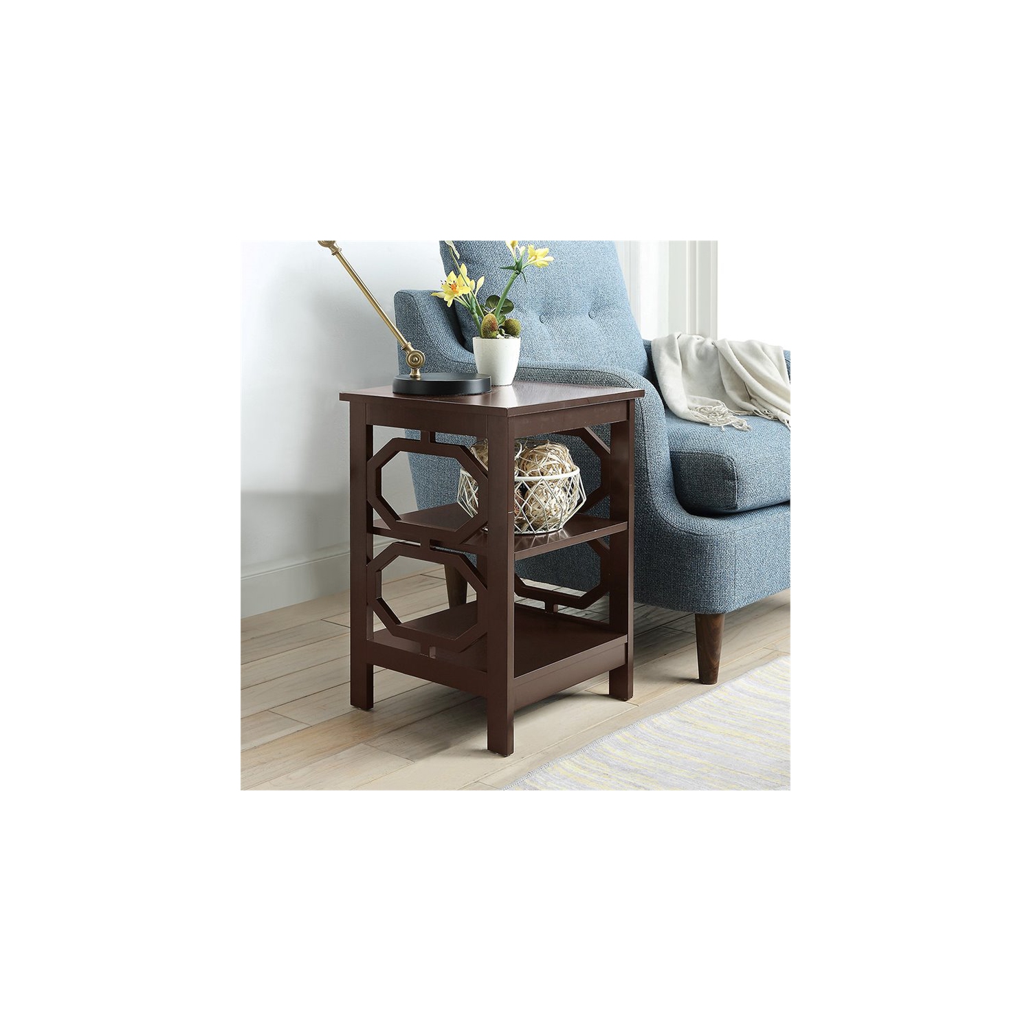 Convenience Concepts Omega 16" Square End Table in Espresso Wood Finish