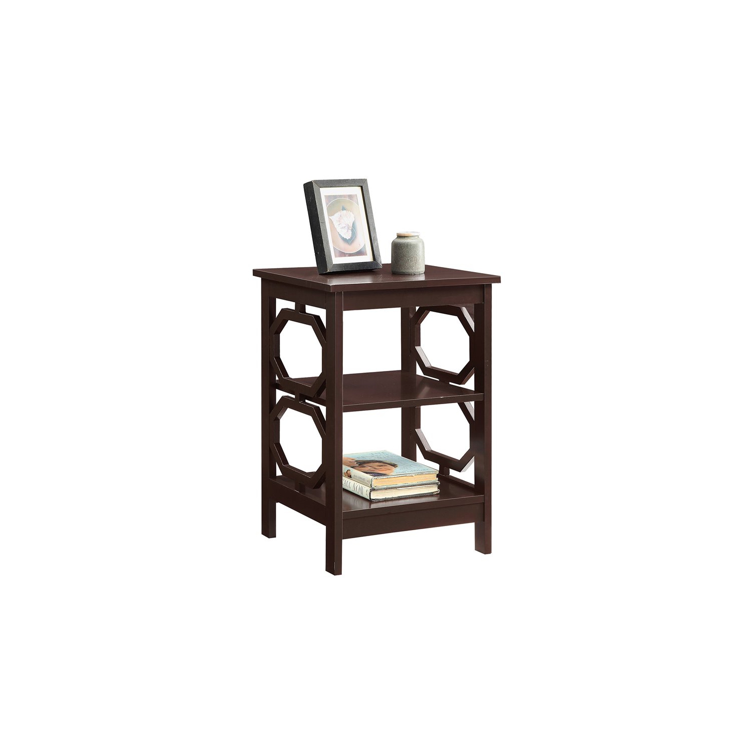 Convenience Concepts Omega 16" Square End Table in Espresso Wood Finish