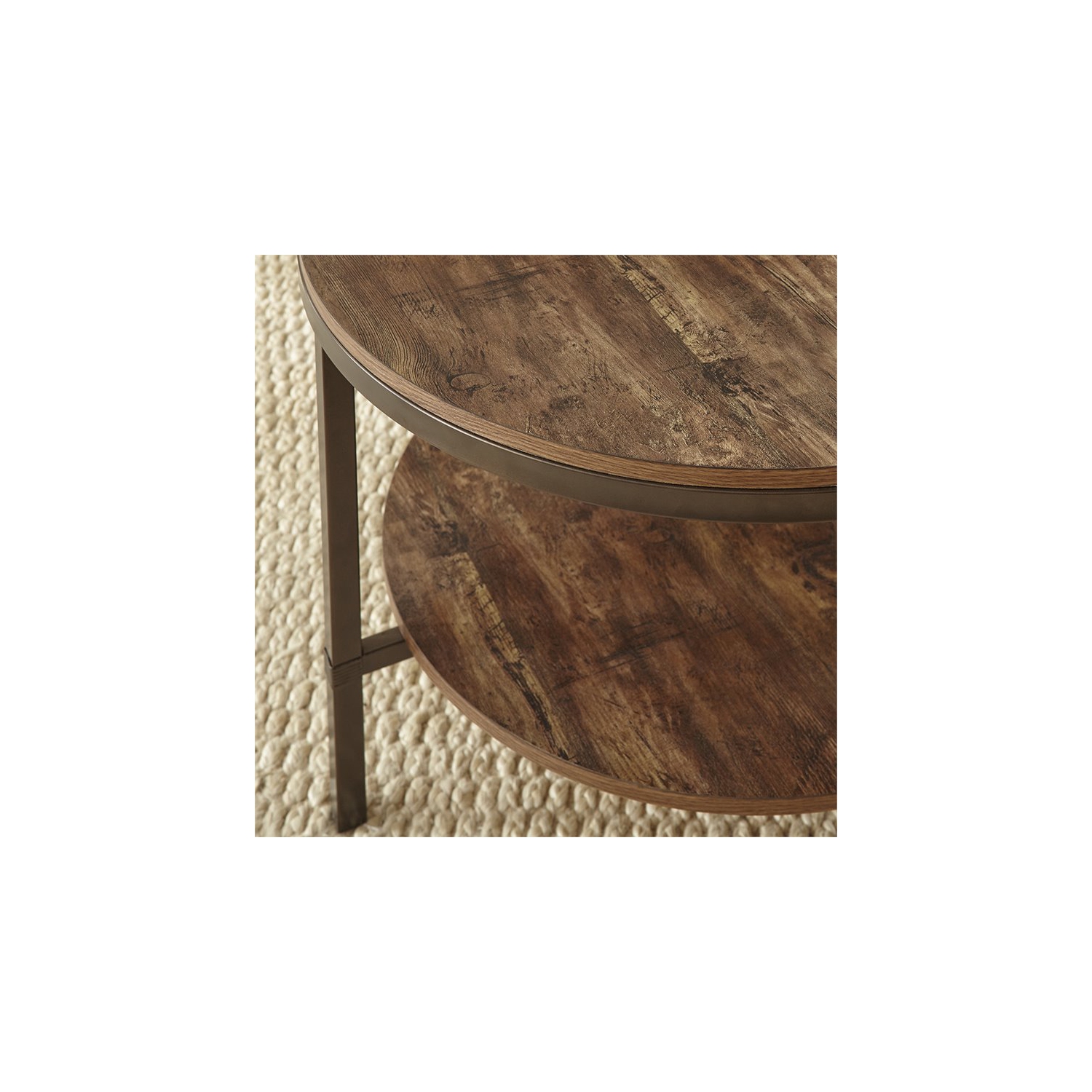Steve Silver Sedona 3-Piece Round Wood and Metal Coffee Table Set in Brown