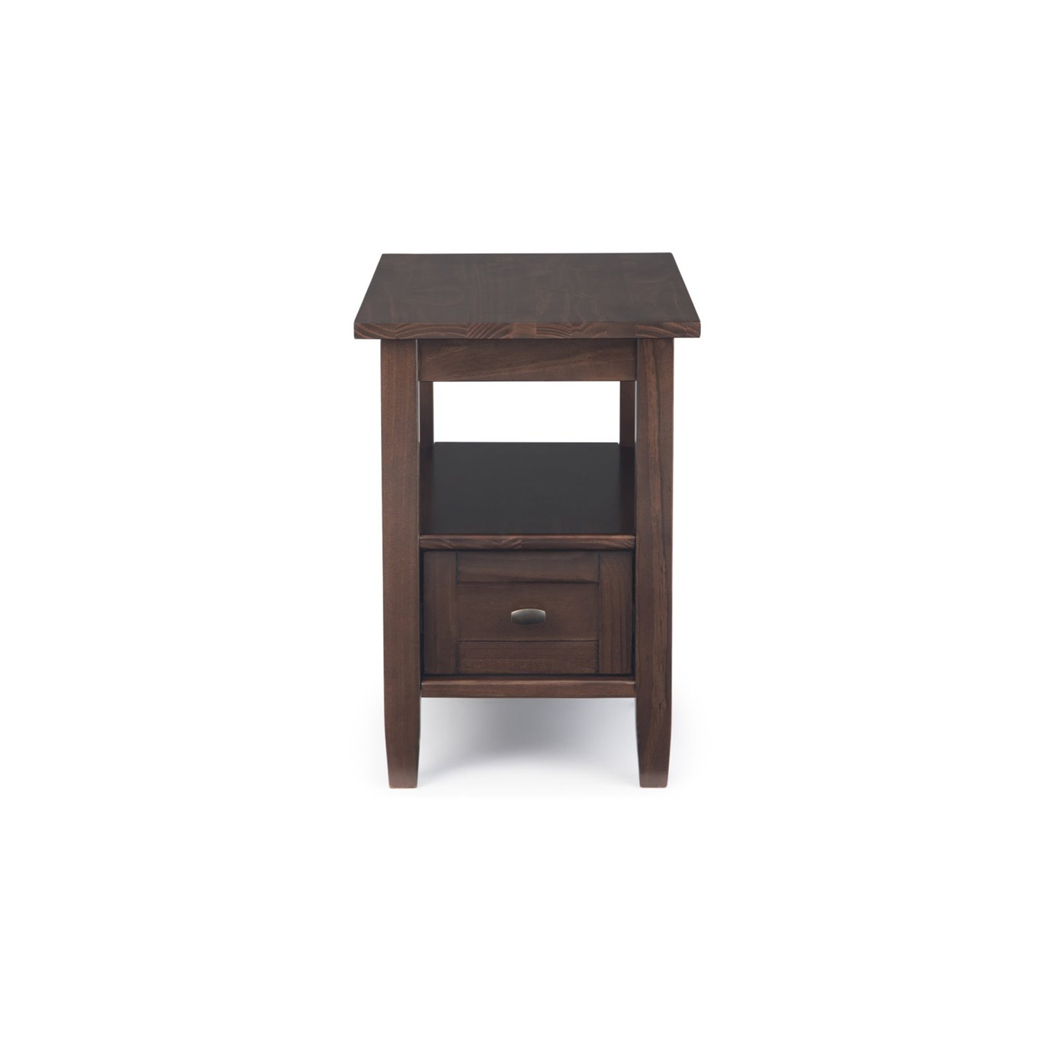 Simpli Home Warm Shaker Wood 14" Rectangle Transitional Narrow Side Table in Tobacco Brown