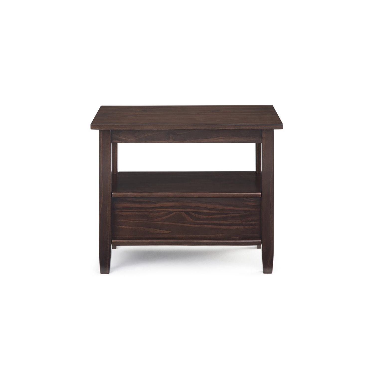 Simpli Home Warm Shaker Wood 14" Rectangle Transitional Narrow Side Table in Tobacco Brown