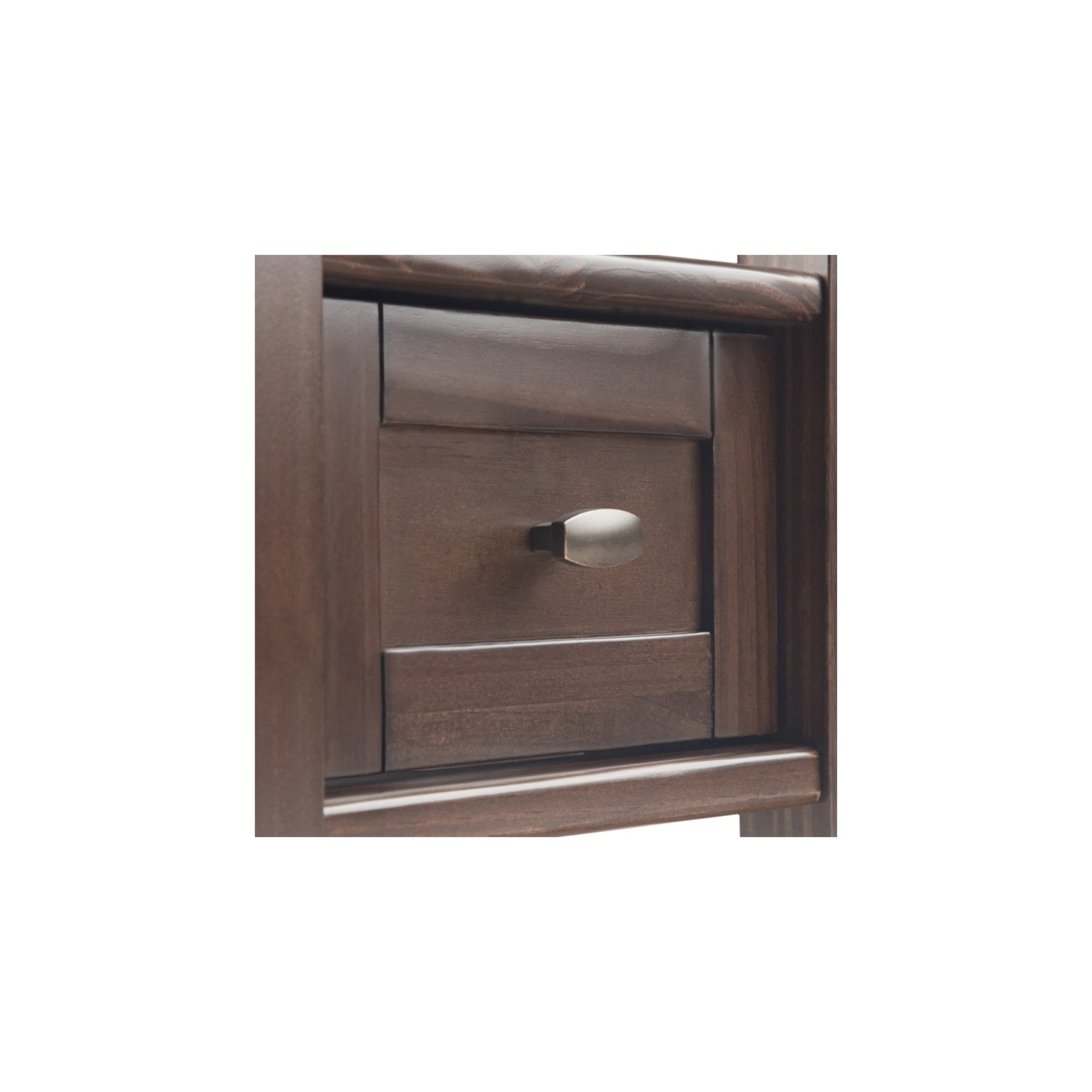 Simpli Home Warm Shaker Wood 14" Rectangle Transitional Narrow Side Table in Tobacco Brown