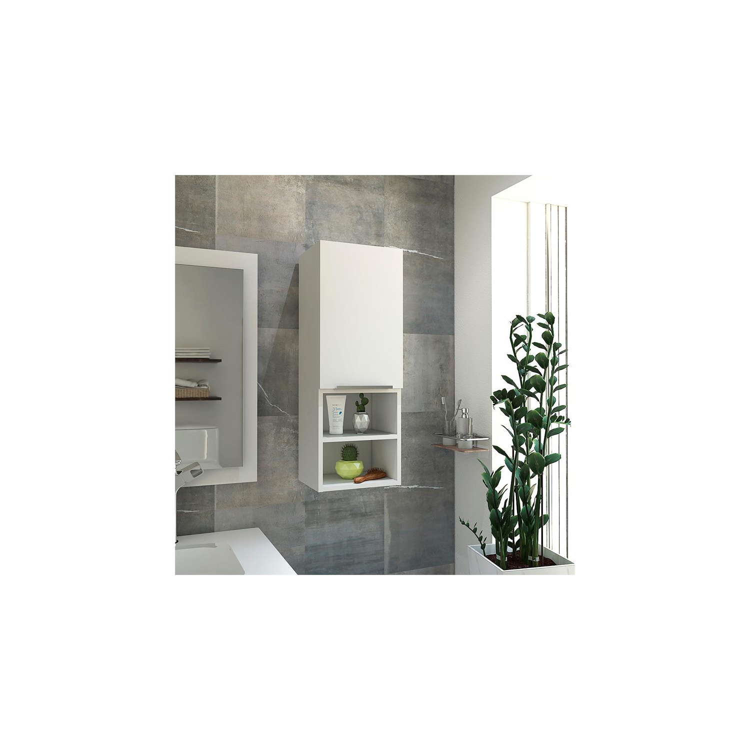 Bowery Hill Contemporary Bathroom Medicine Cabinet in White