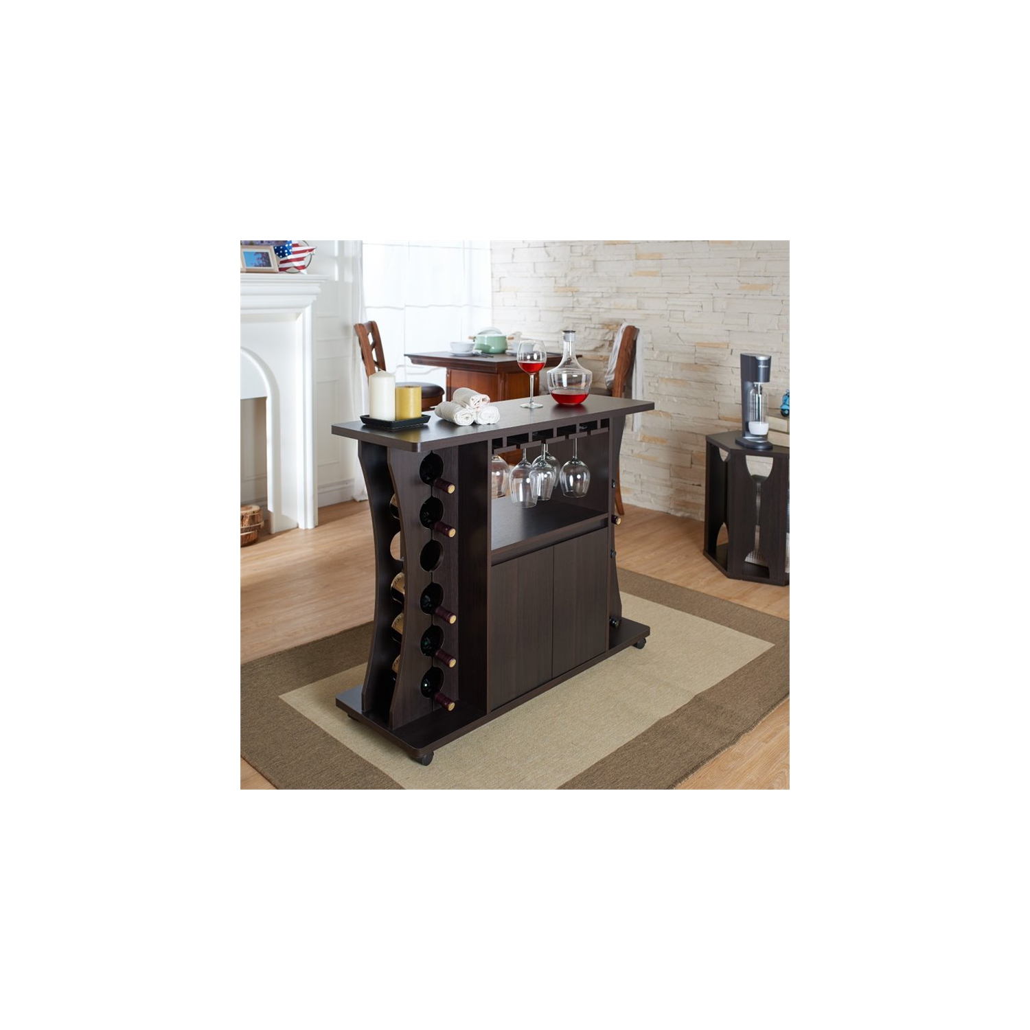 Furniture of America Milan Modern Wood Buffet with Wine Rack in Espresso