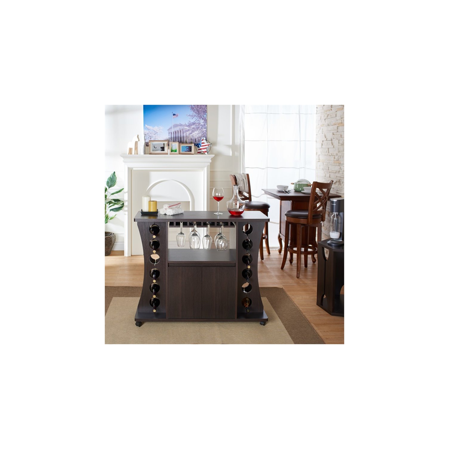 Furniture of America Milan Modern Wood Buffet with Wine Rack in Espresso