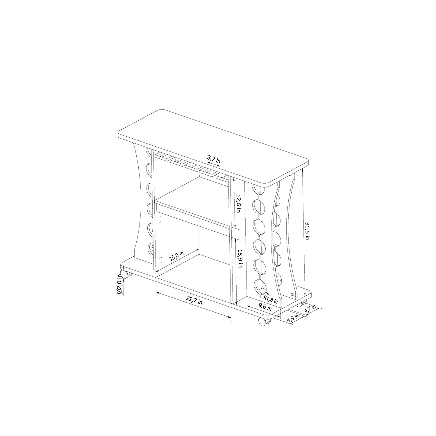 Furniture of America Milan Modern Wood Buffet with Wine Rack in Espresso