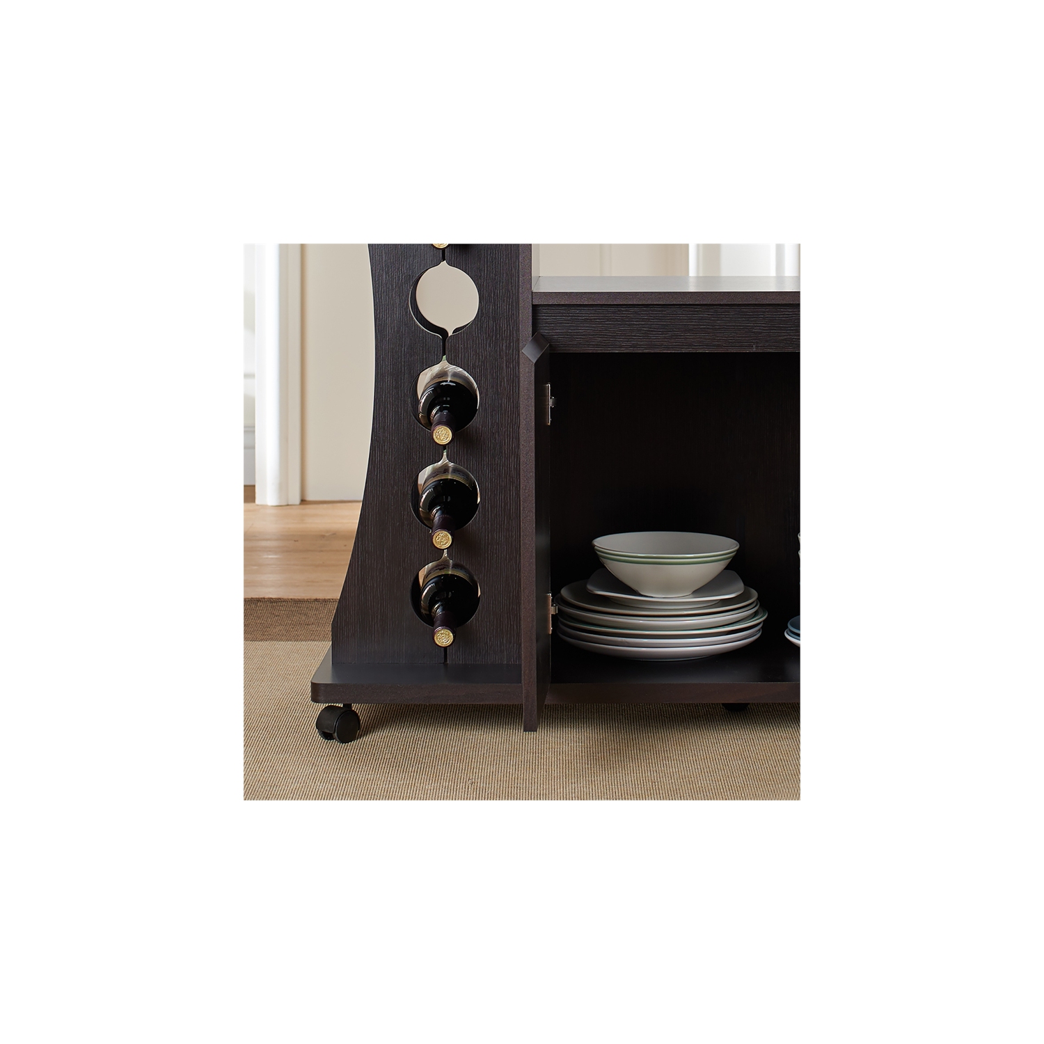 Furniture of America Milan Modern Wood Buffet with Wine Rack in Espresso