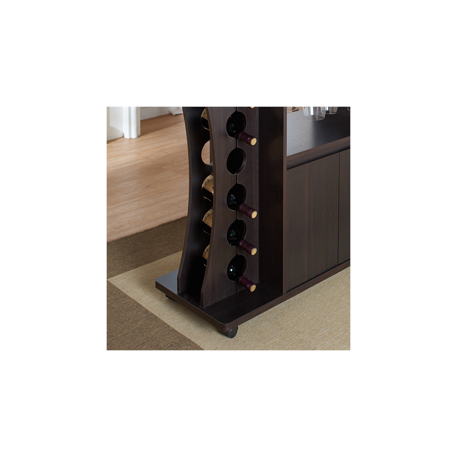 Furniture of America Milan Modern Wood Buffet with Wine Rack in Espresso