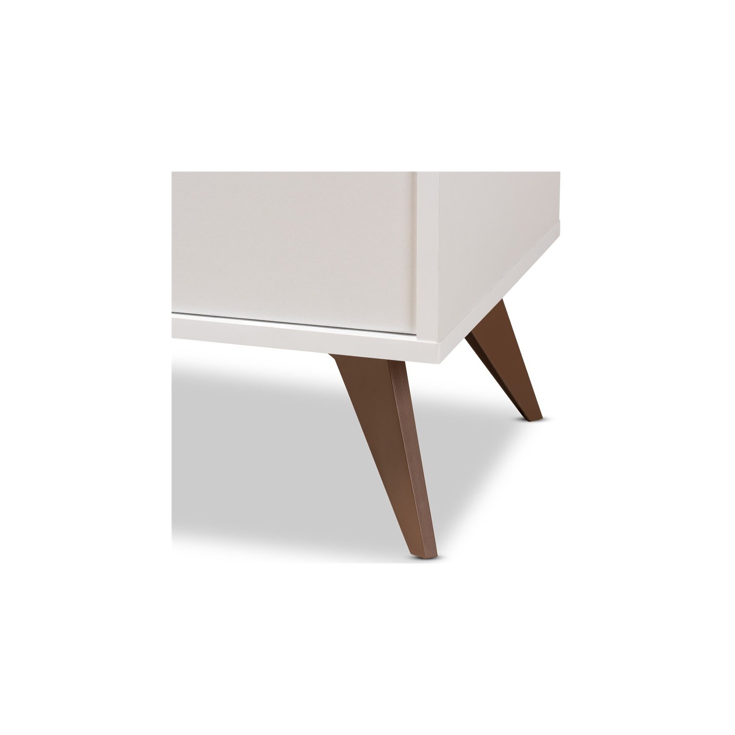 Baxton Studio Serafino Wood Wine Cabinet in White and Walnut