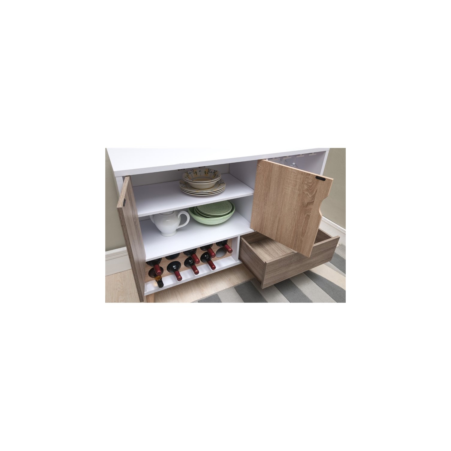 Furniture of America Vaughn Transitional Wood 10-Bottle Wine Rack in White