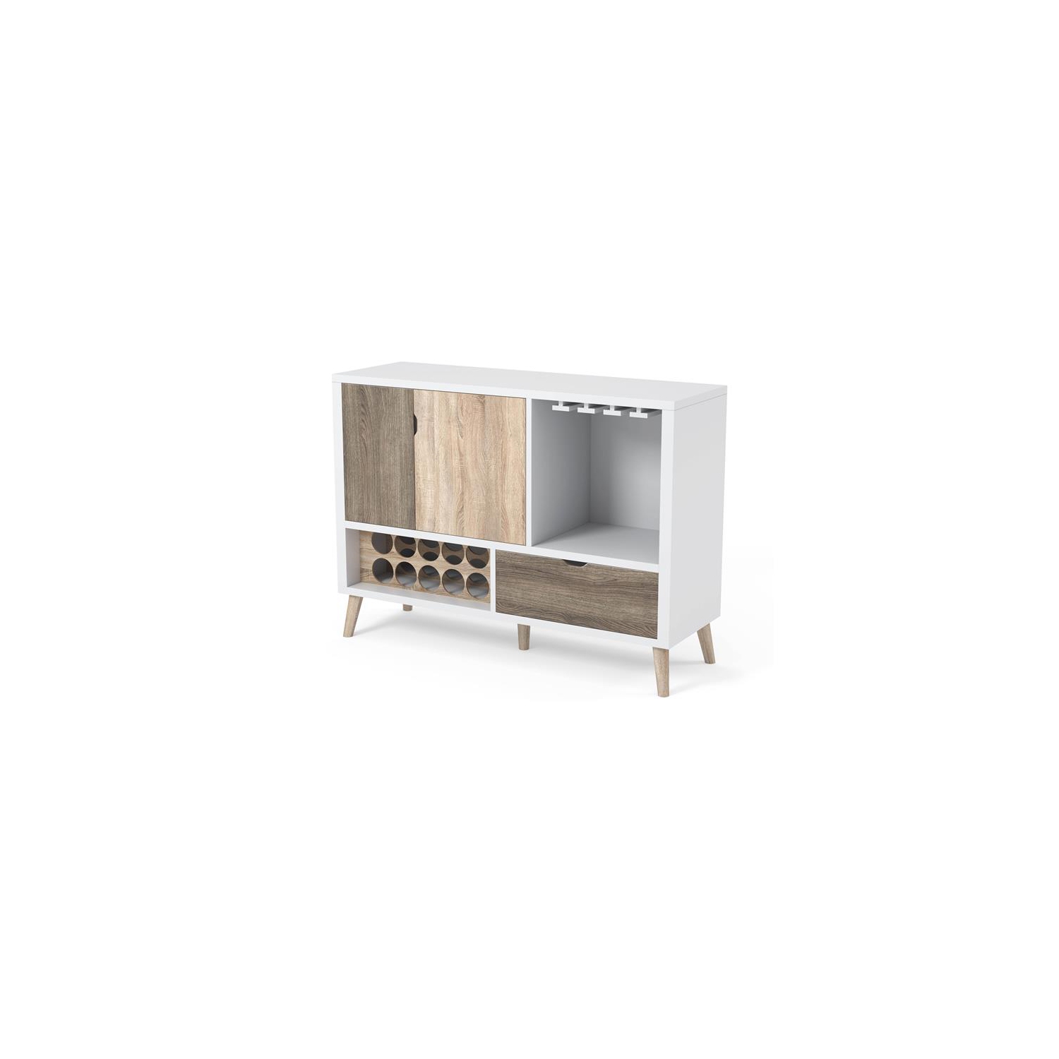 Furniture of America Vaughn Transitional Wood 10-Bottle Wine Rack in White