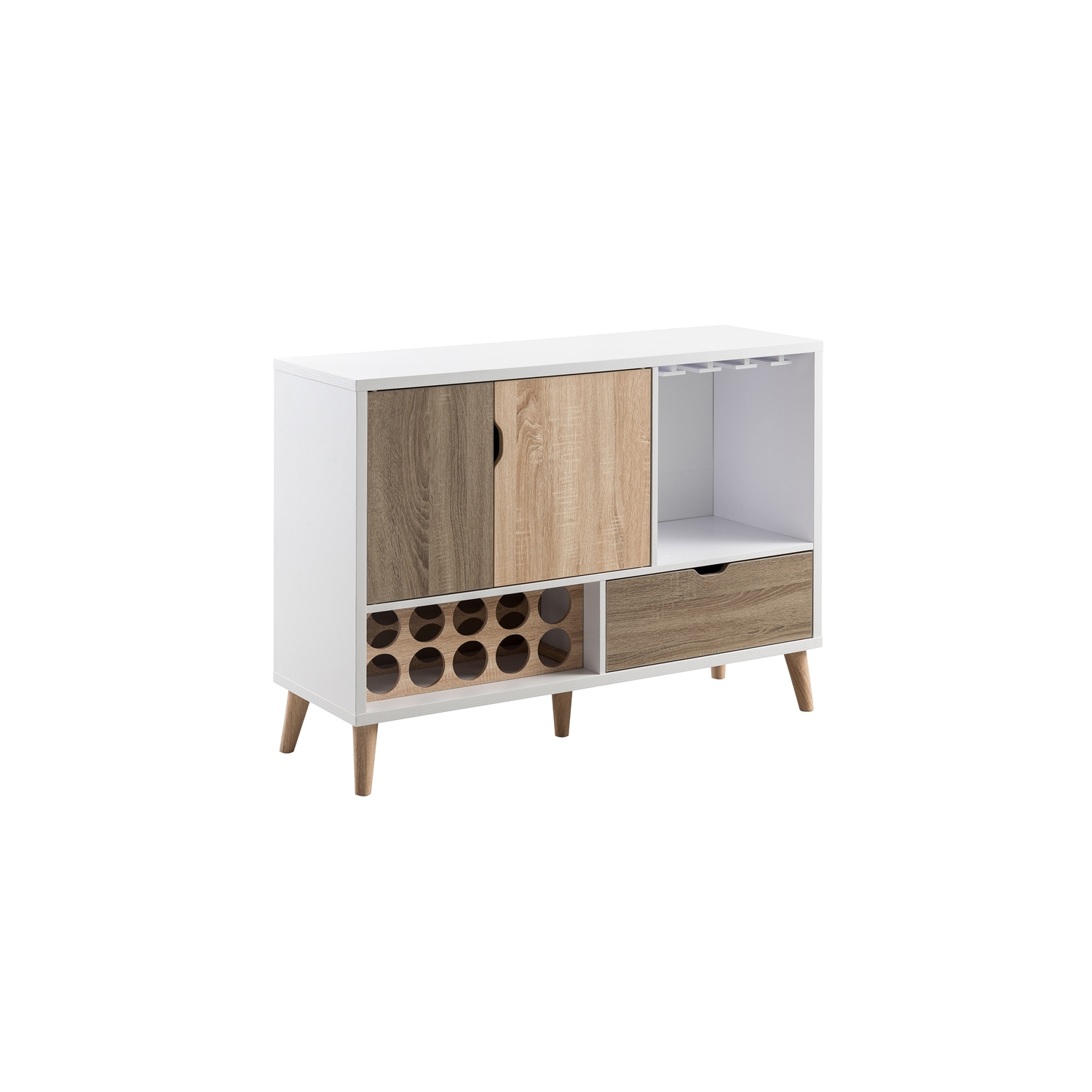 Furniture of America Vaughn Transitional Wood 10-Bottle Wine Rack in White