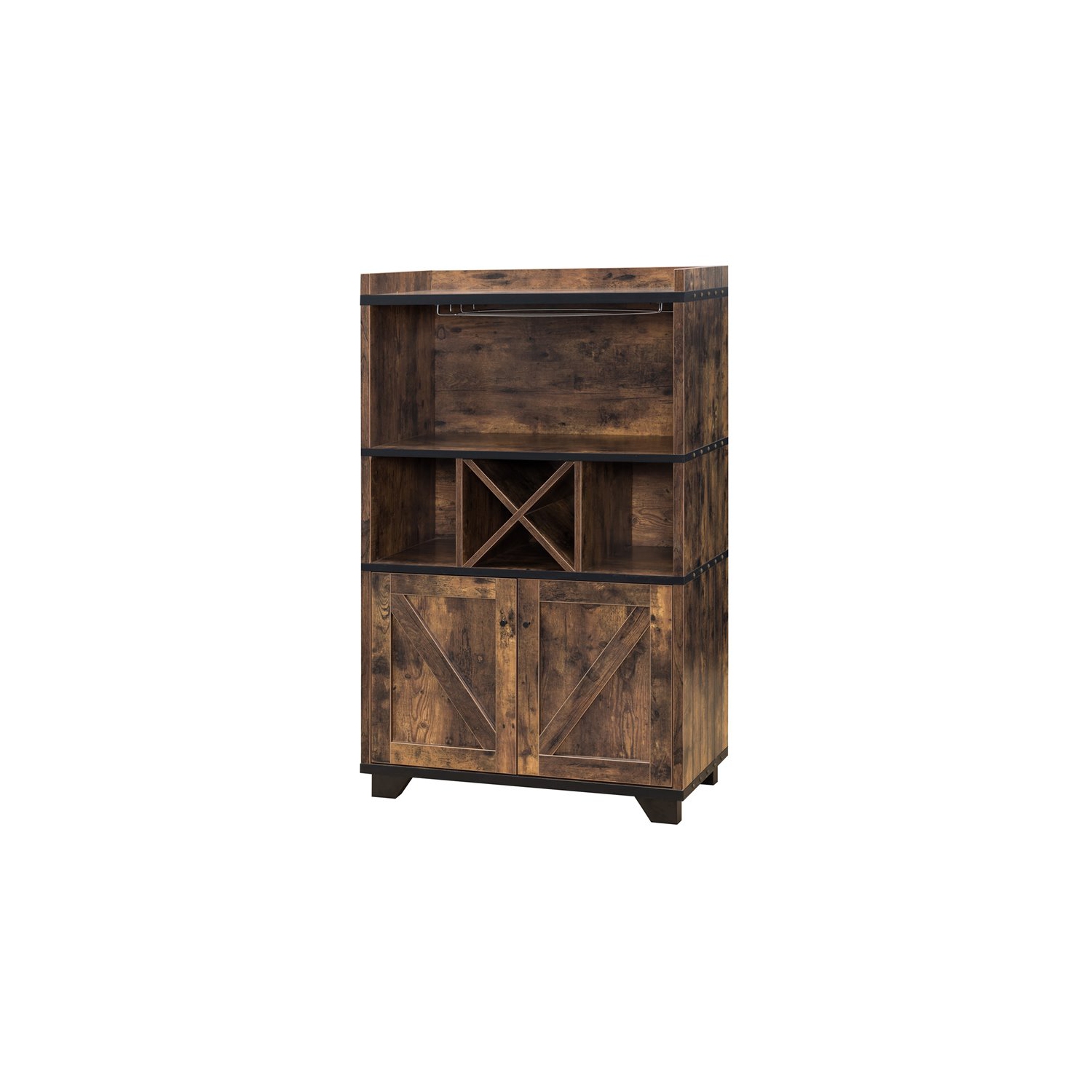 Furniture of America Glamdon Farmhouse Wood 4-Bottle Wine Rack in Brown