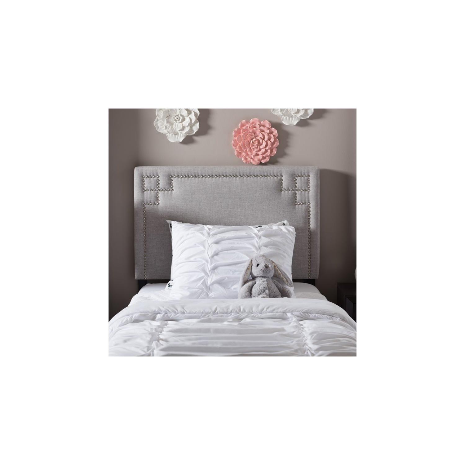 Geneva Upholstered Twin Headboard in Grayish Beige