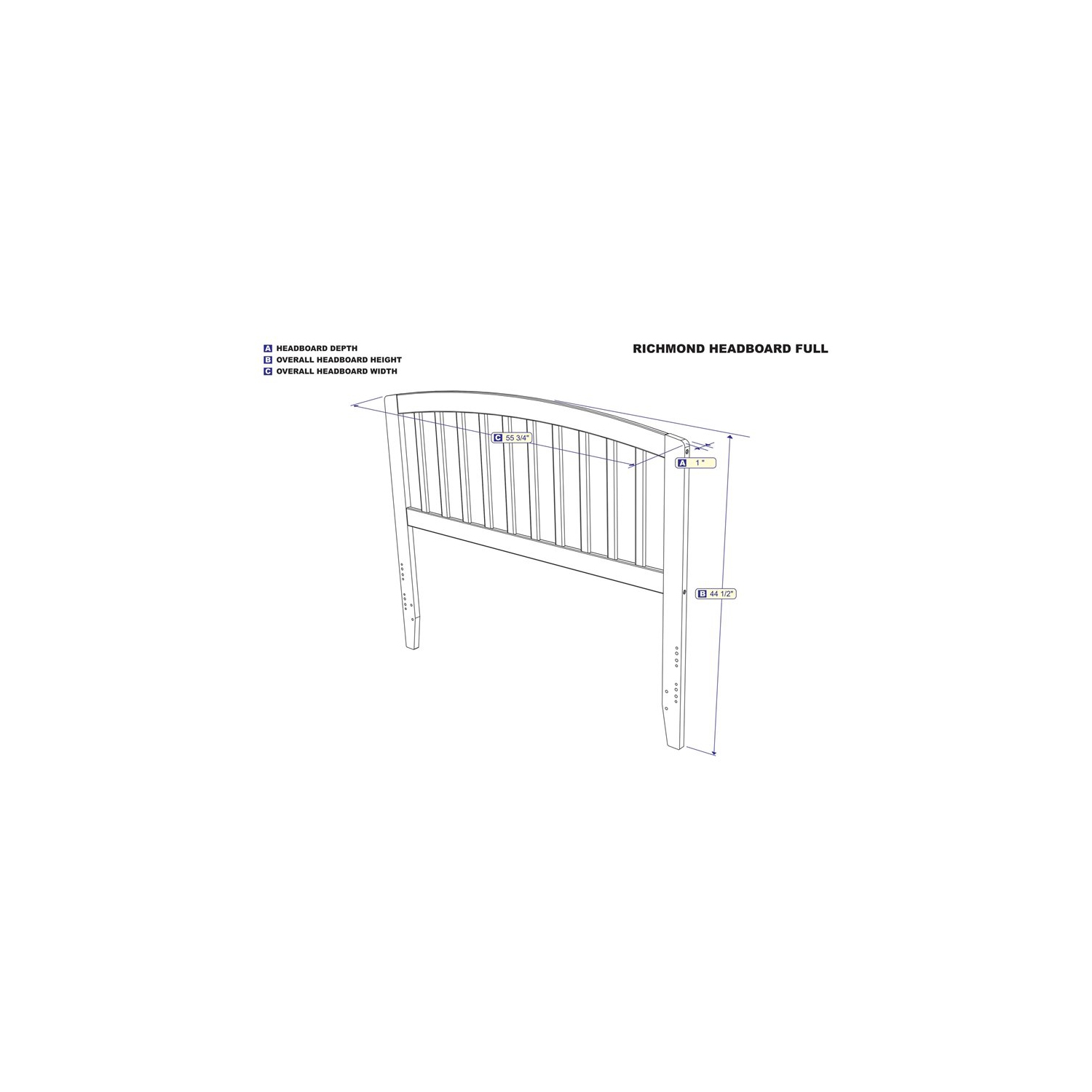 Bowery Hill Solid Wood Spindle Full Headboard in Gray