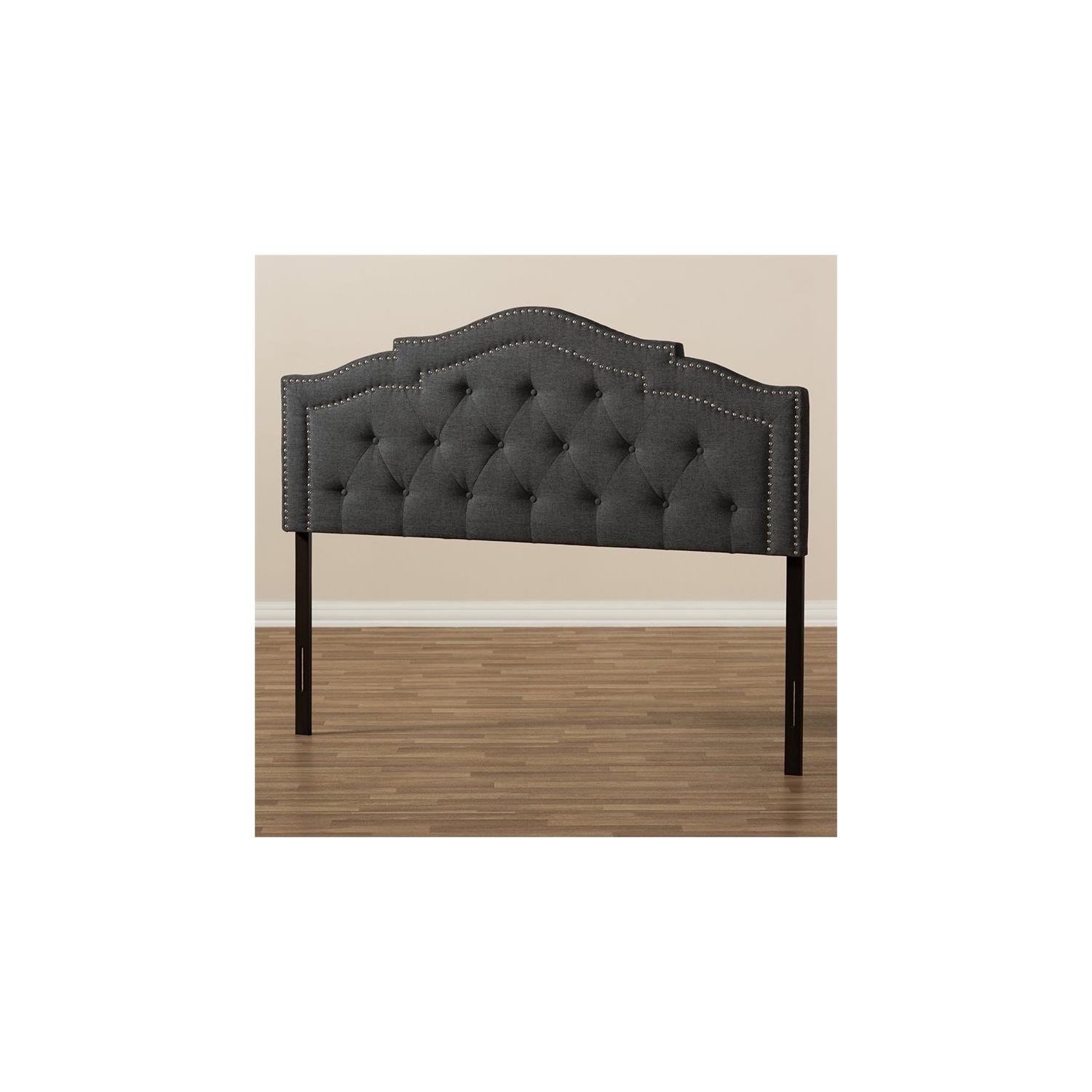 Baxton Studio Edith Tufted Queen Panel Headboard in Dark Gray
