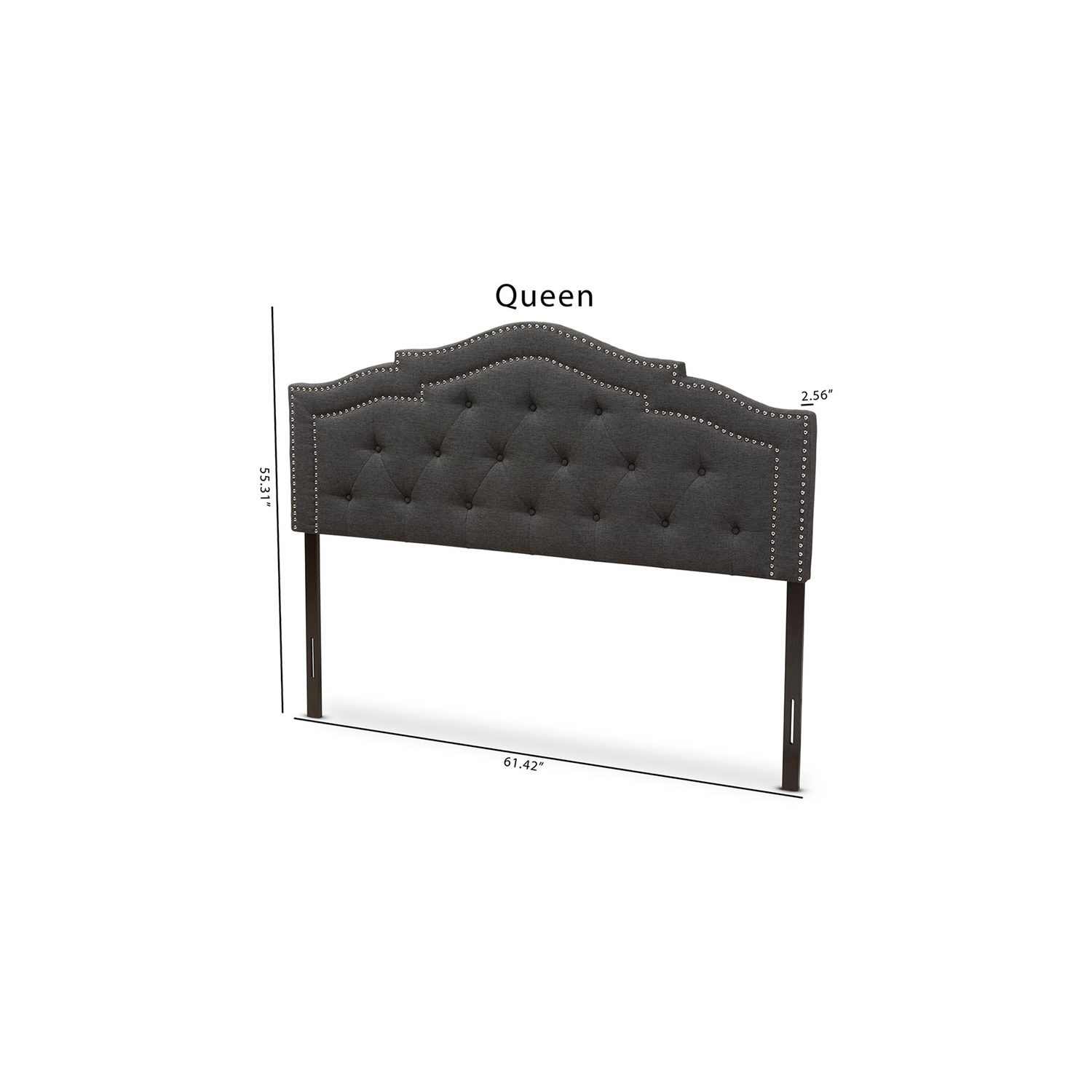 Baxton Studio Edith Tufted Queen Panel Headboard in Dark Gray