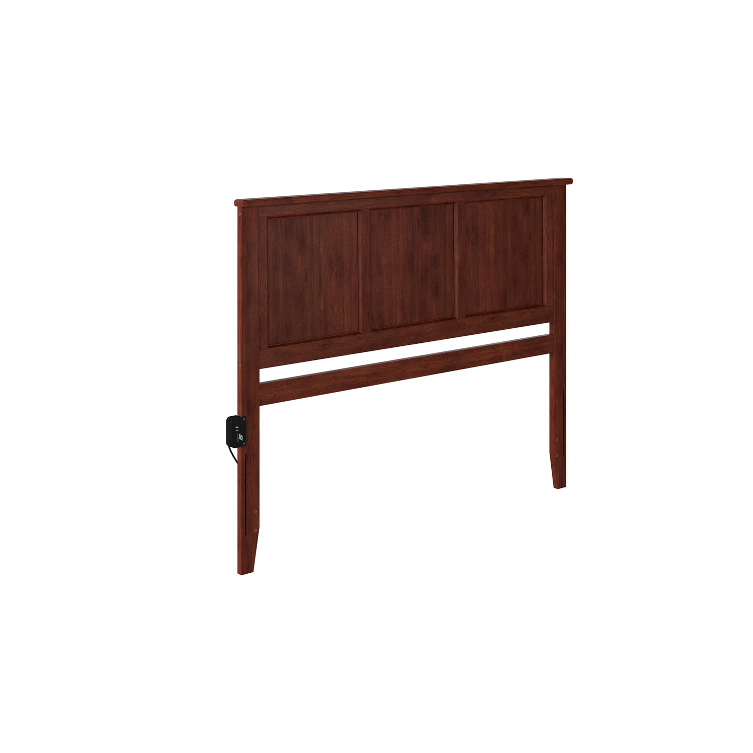AFI Madison Queen Solid Wood Panel Headboard with Device Charger in Walnut