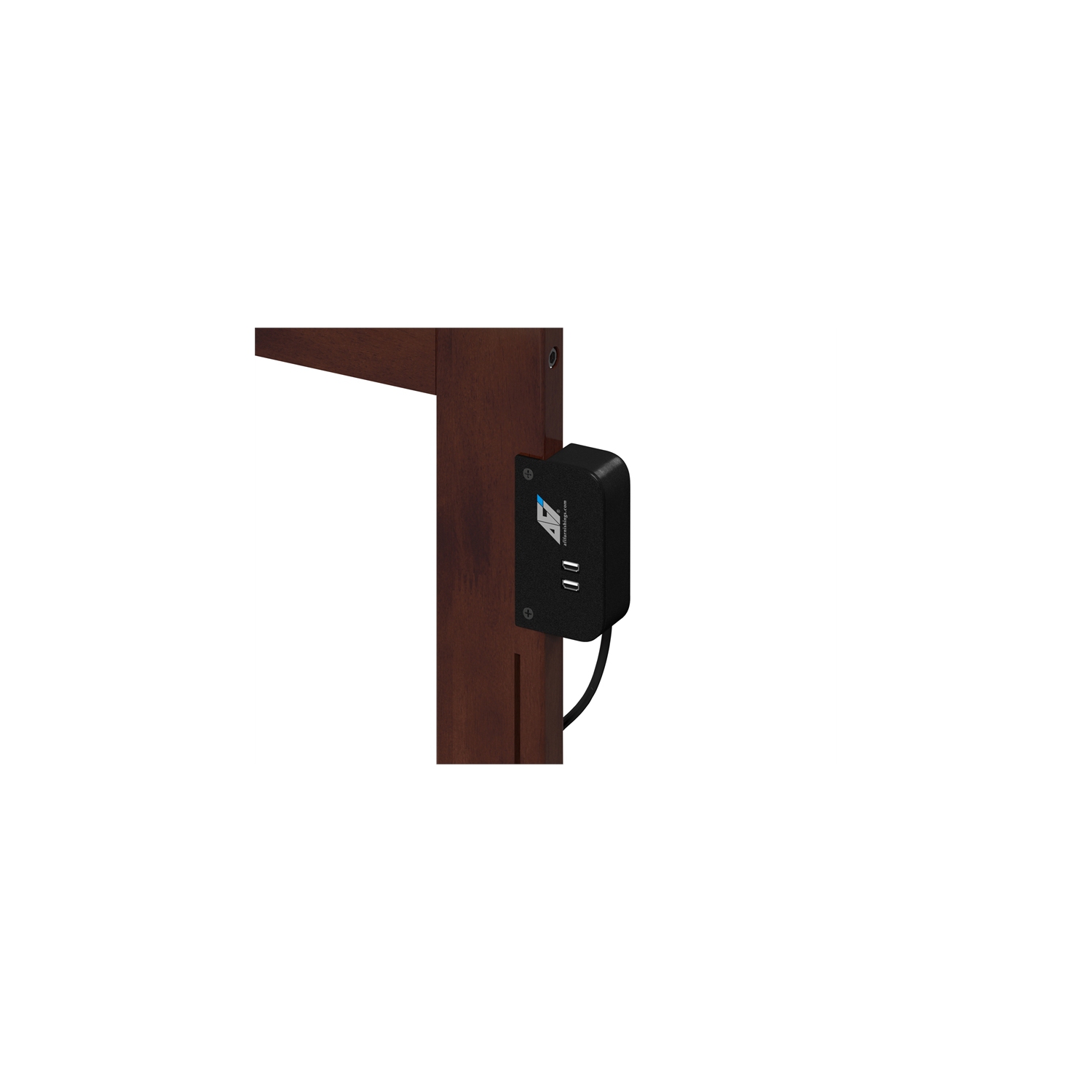 AFI Madison Queen Solid Wood Panel Headboard with Device Charger in Walnut